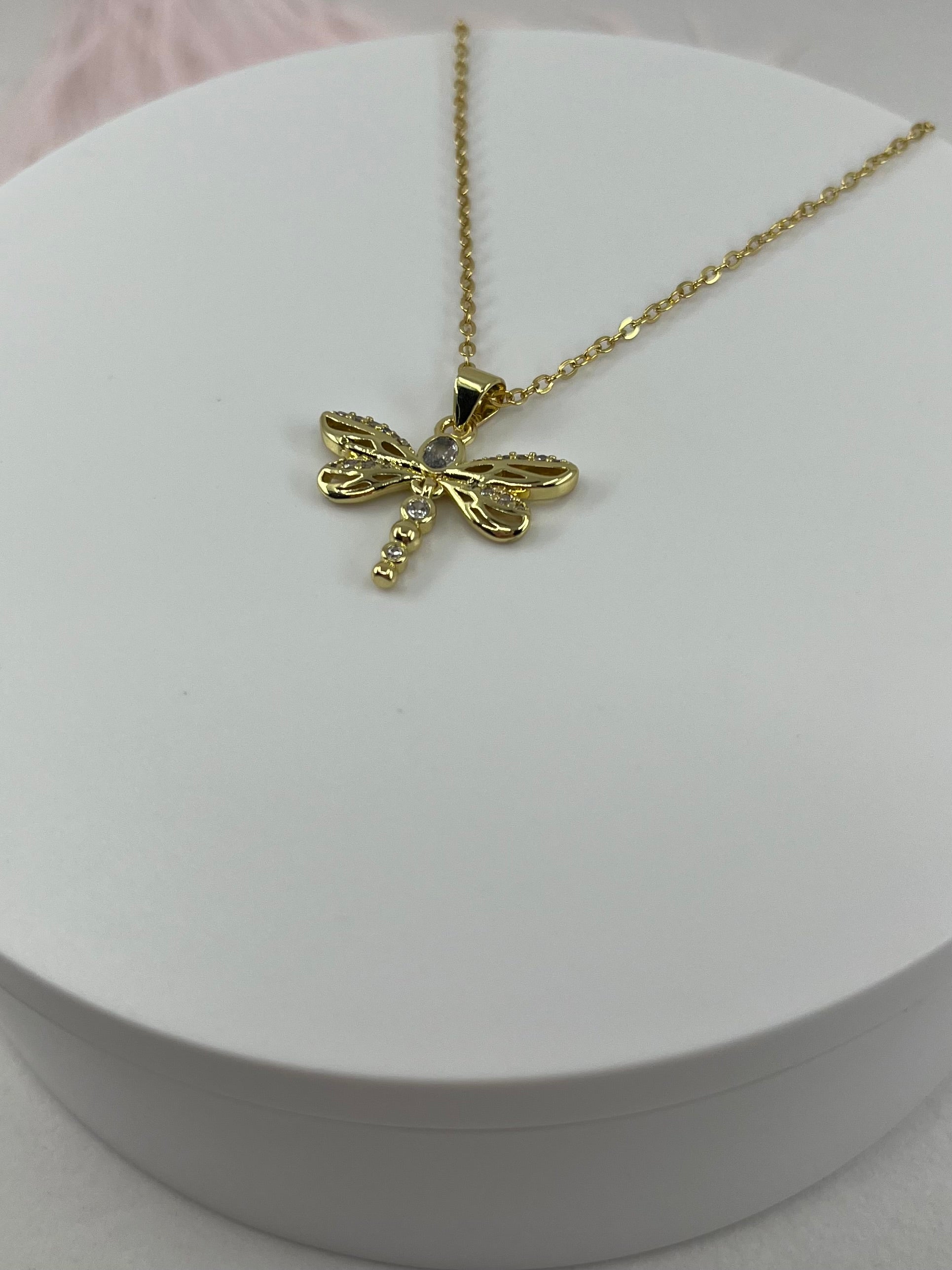 Dragonfly Choker Necklace, Real 18K Gold Plated