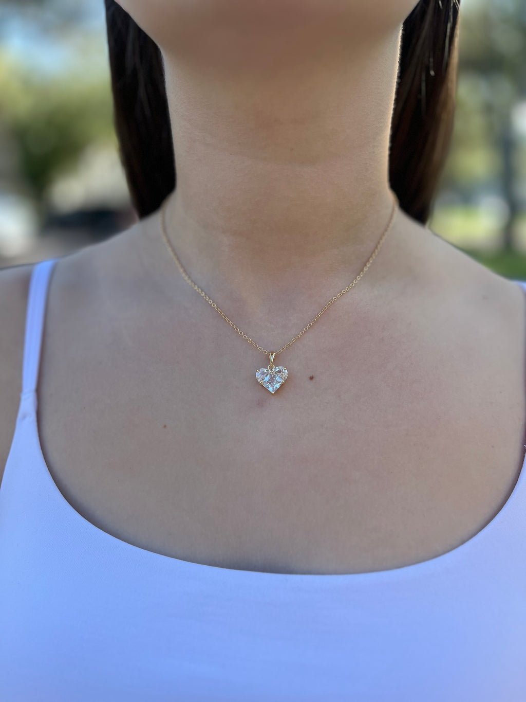 Heart Zirconia Necklace, Real 18K Gold Plated