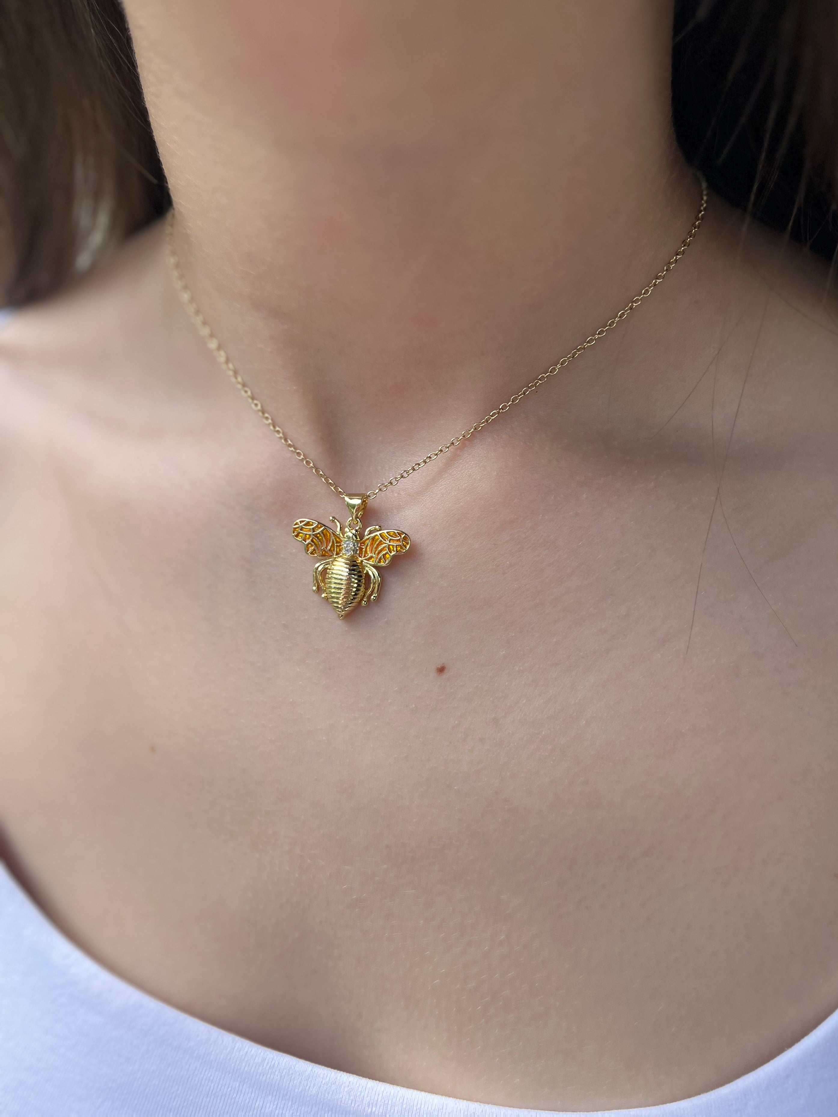 Bee choker necklace, 18k gold plated