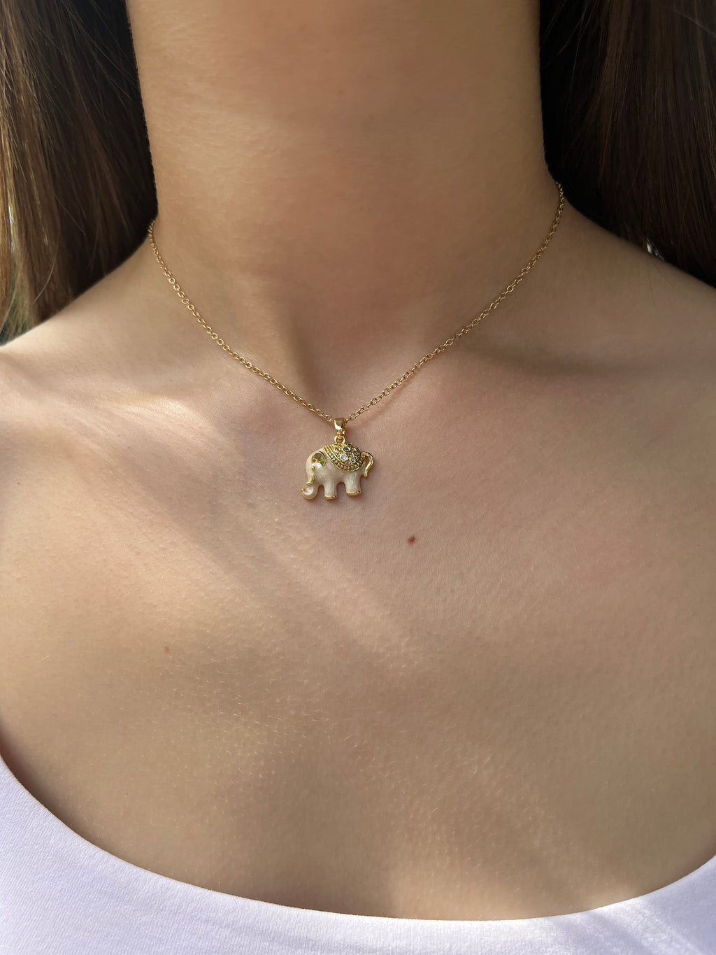 Elephant choker necklace, 18k gold plated