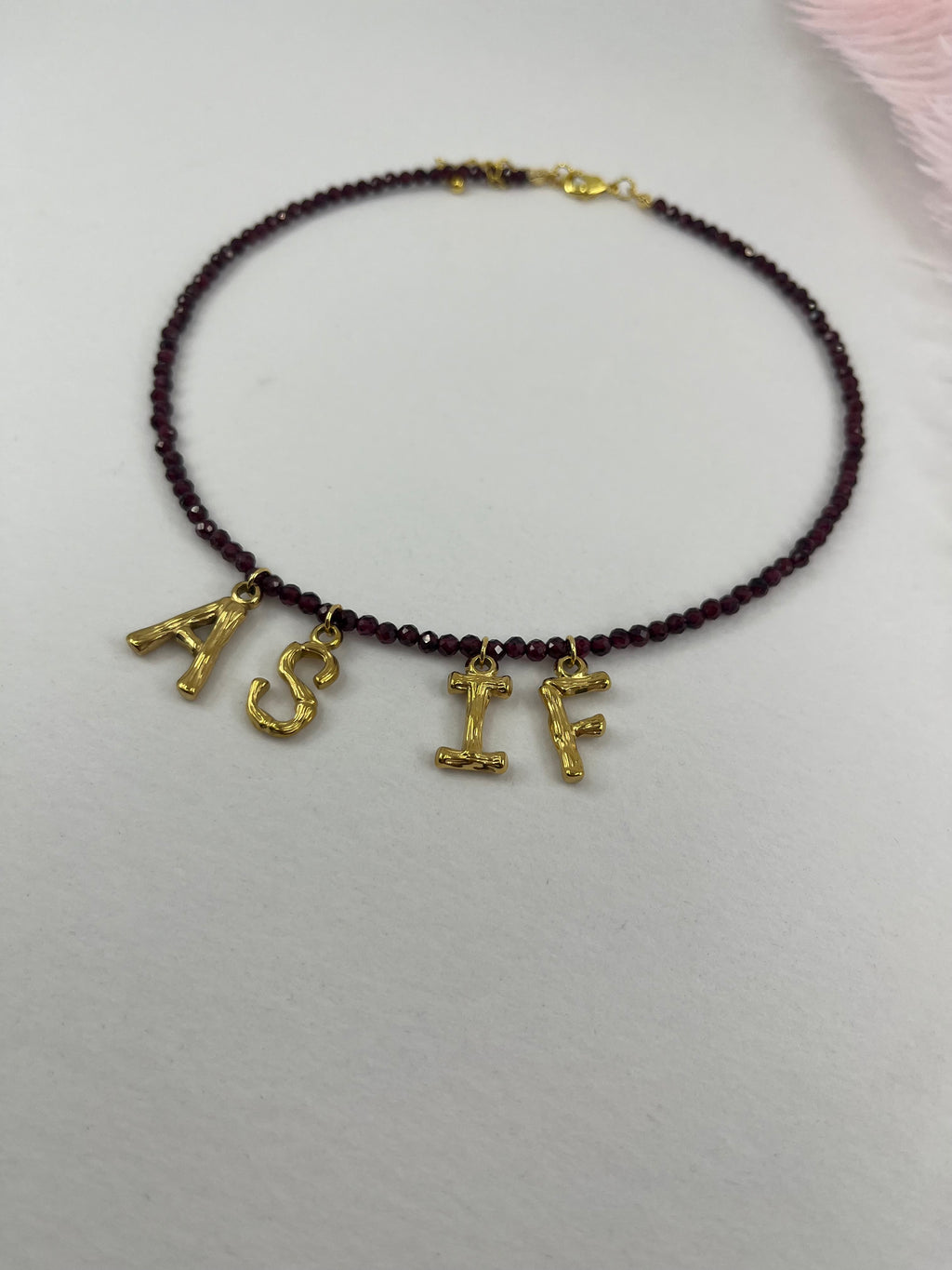 Natural Garnet choker with 18gold pendants AS IF