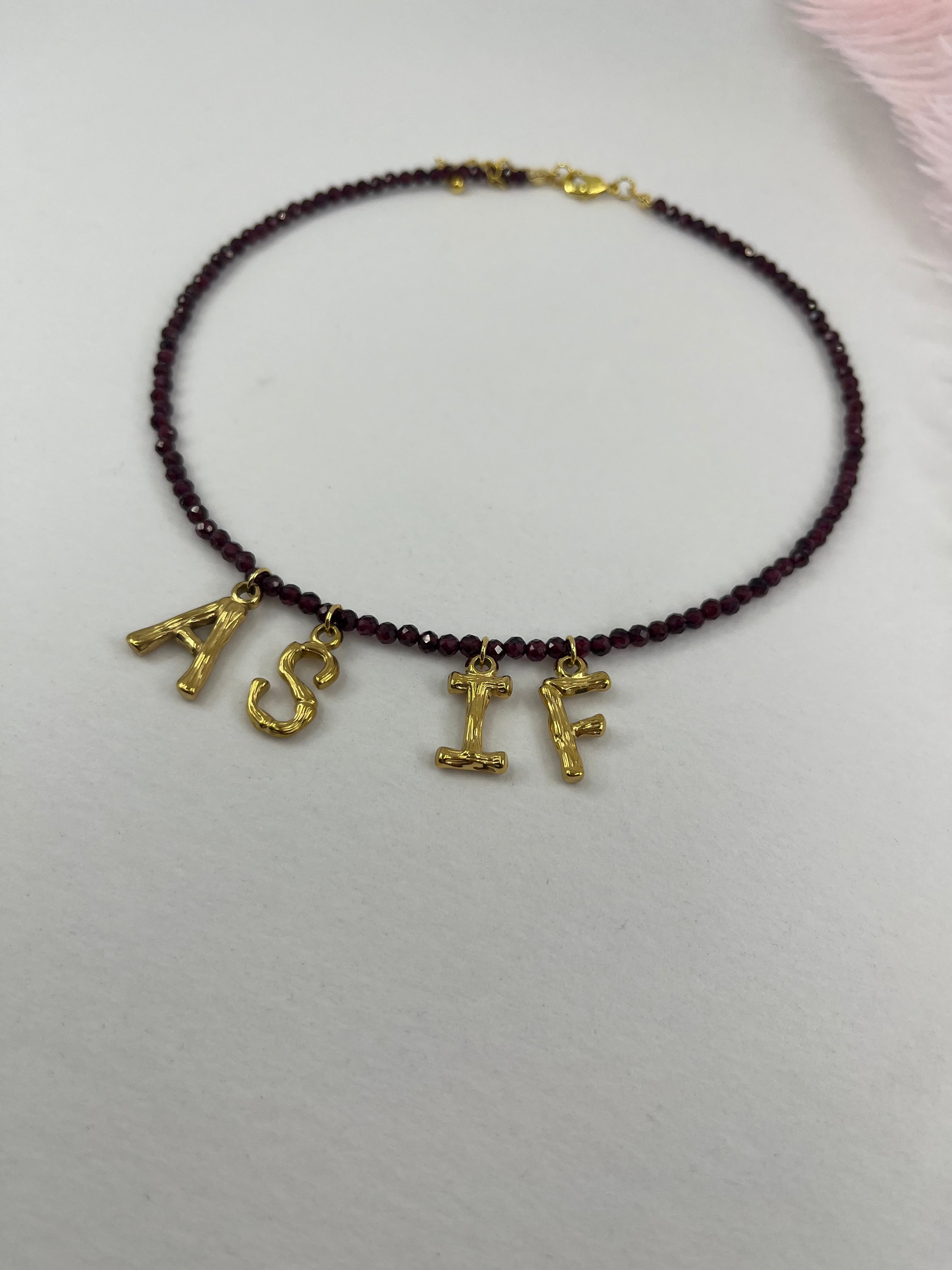 Natural Garnet choker with 18gold pendants AS IF