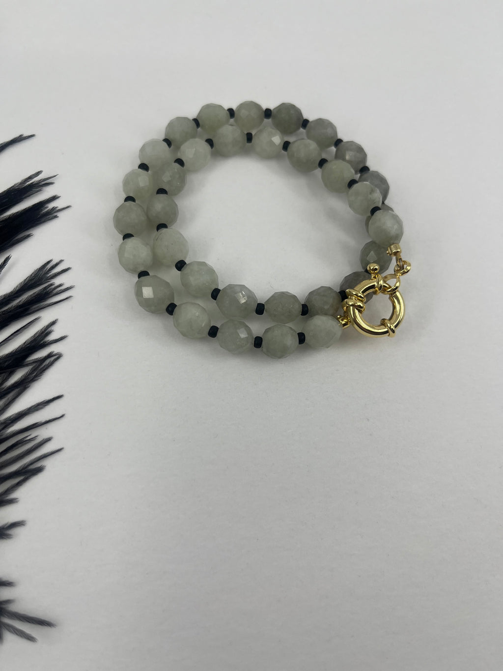 Natural Malaysia Jade Necklace with Gold clasp