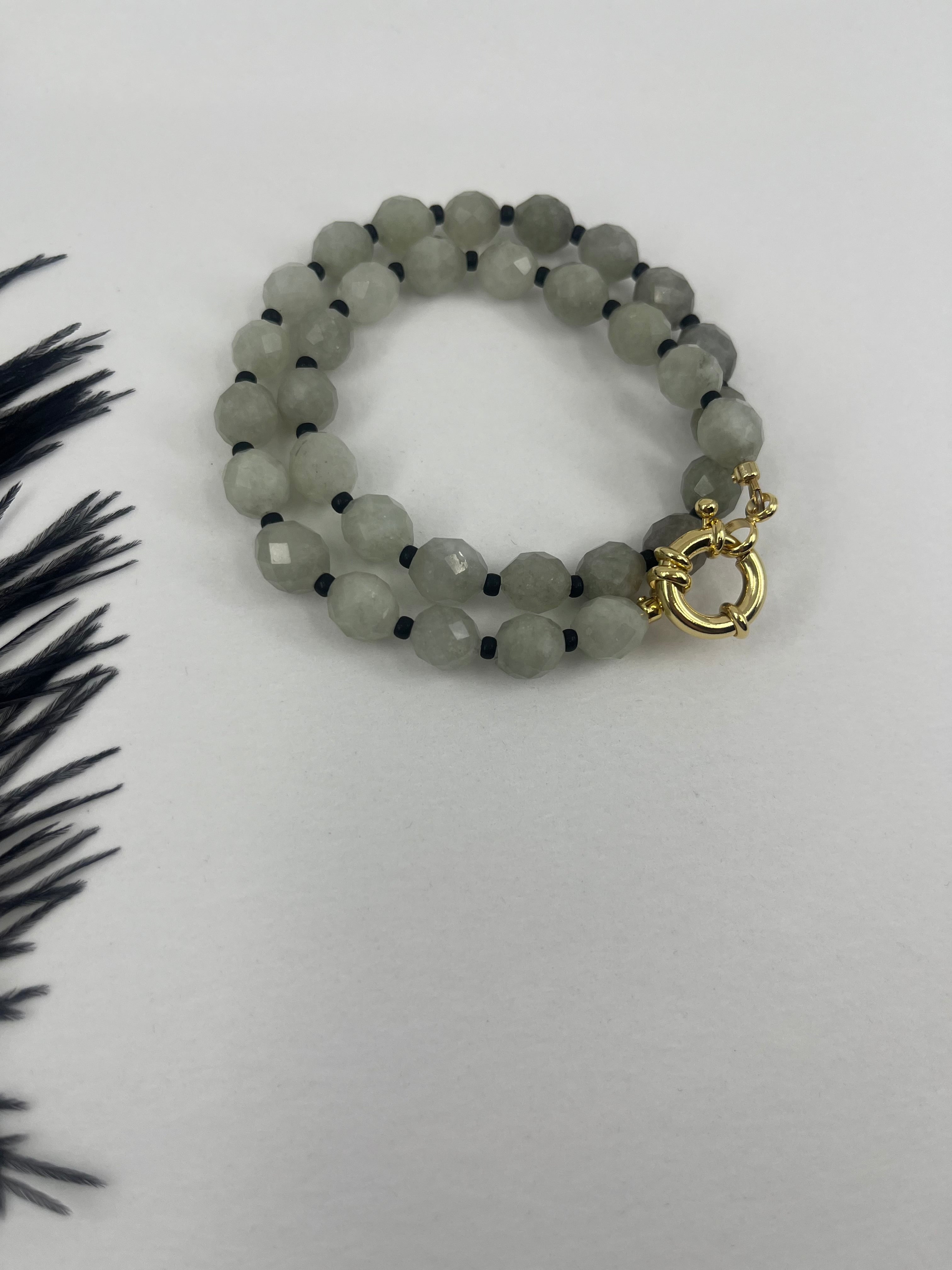 Natural Malaysia Jade Necklace with Gold clasp