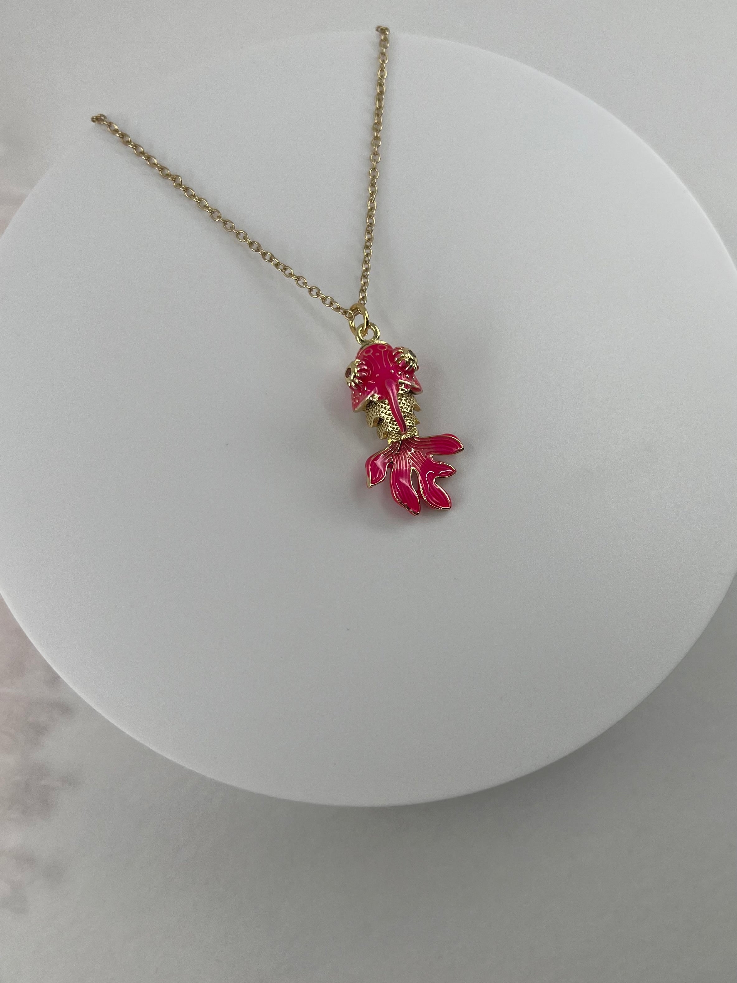 Fish enamel choker necklace, 18k gold plated