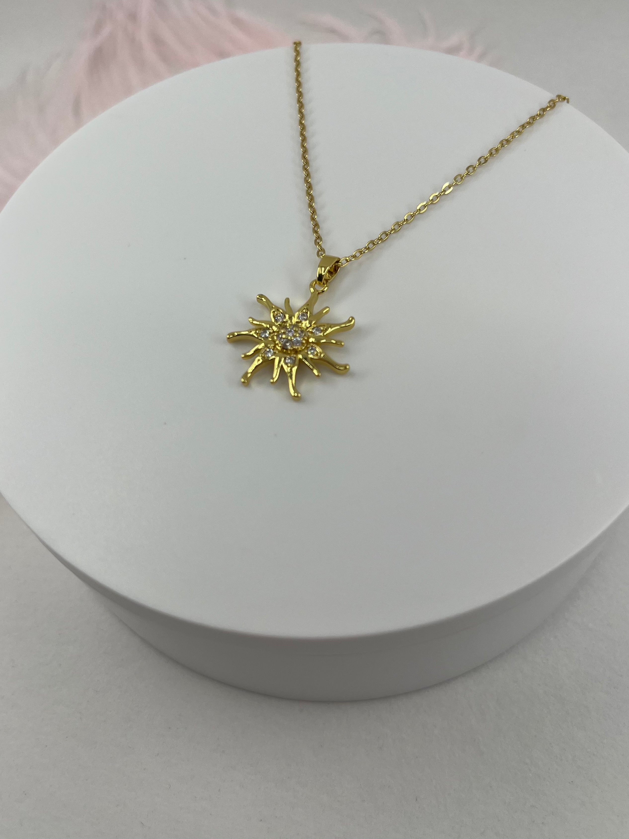 Sun Choker Necklace, Real 18K Gold Plated