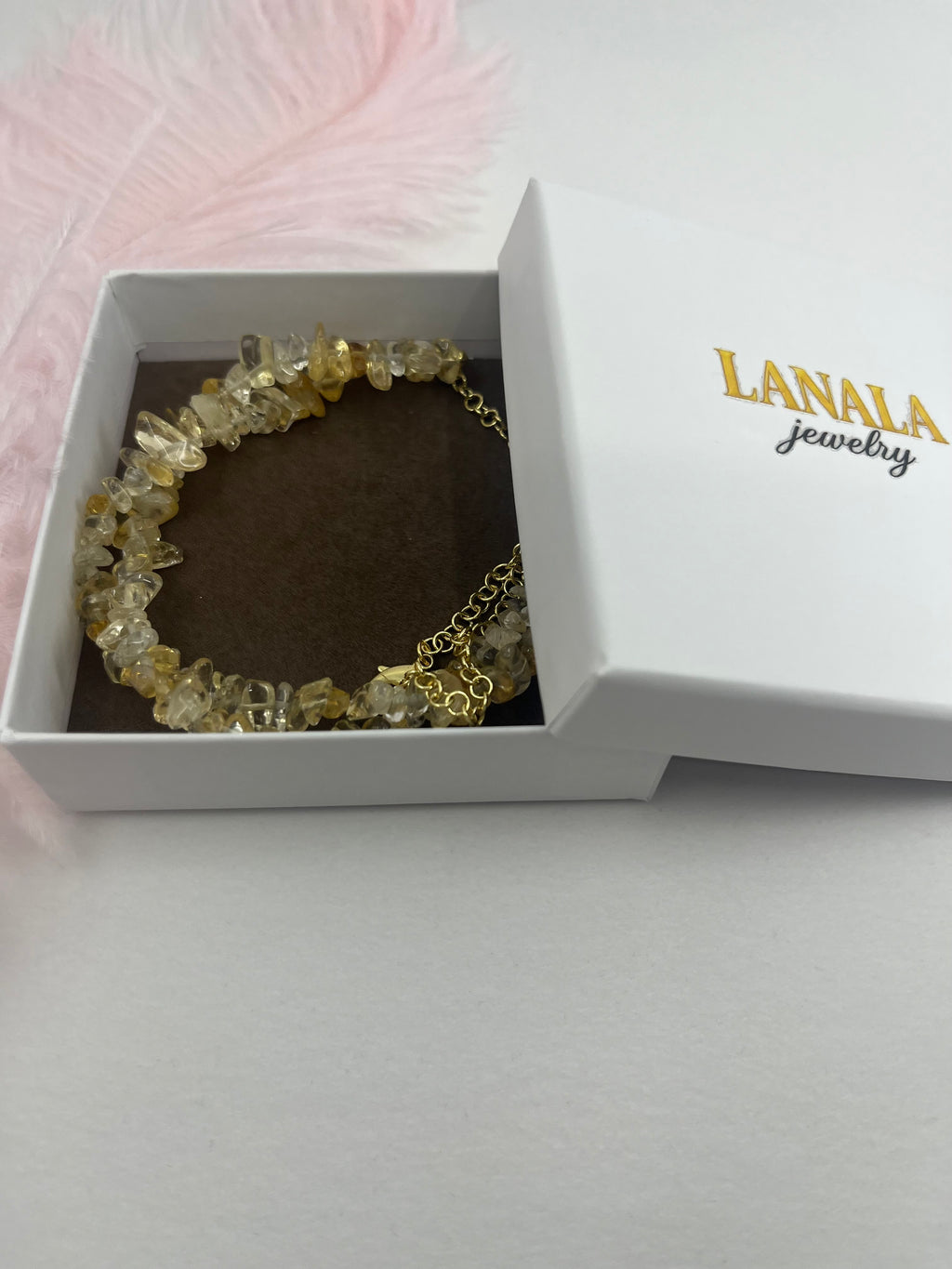Natural Citrine Necklace, 18k gold plated