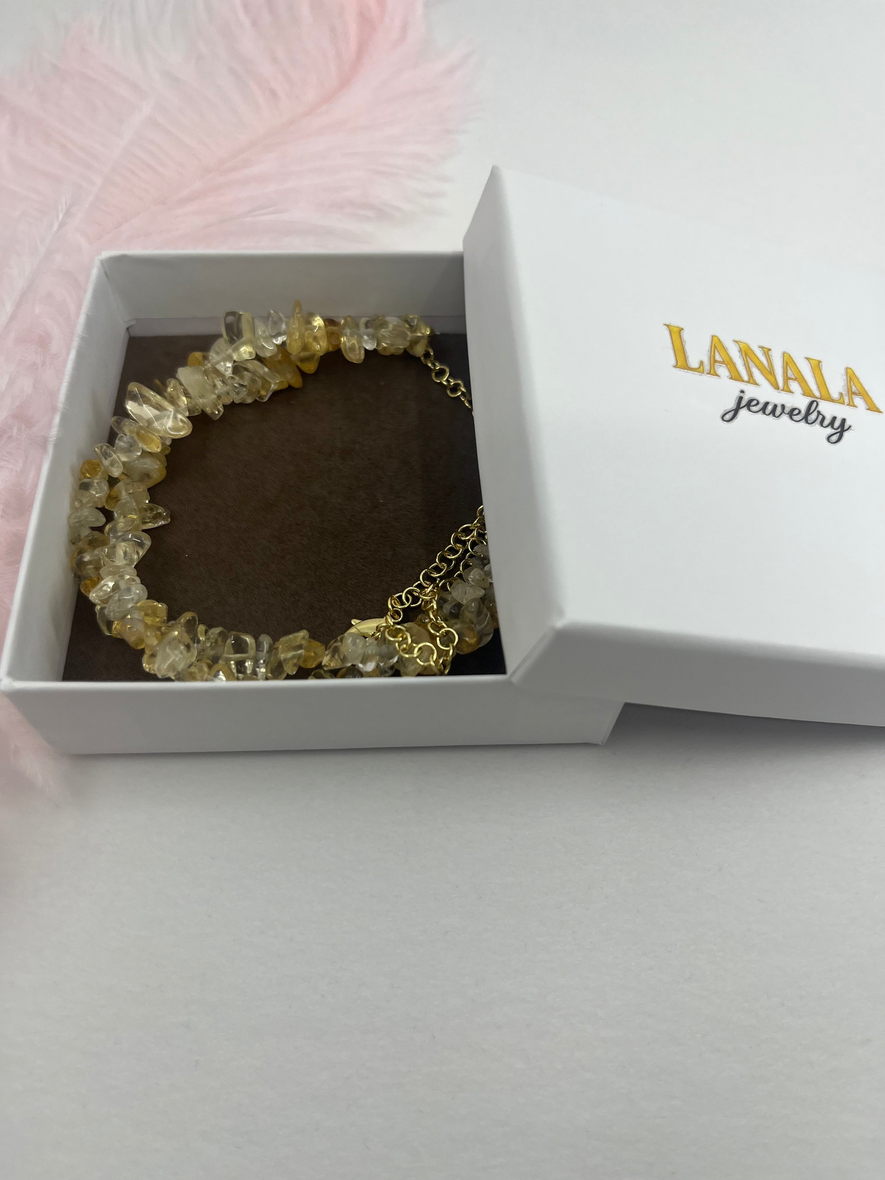 Natural Citrine Necklace, 18k gold plated