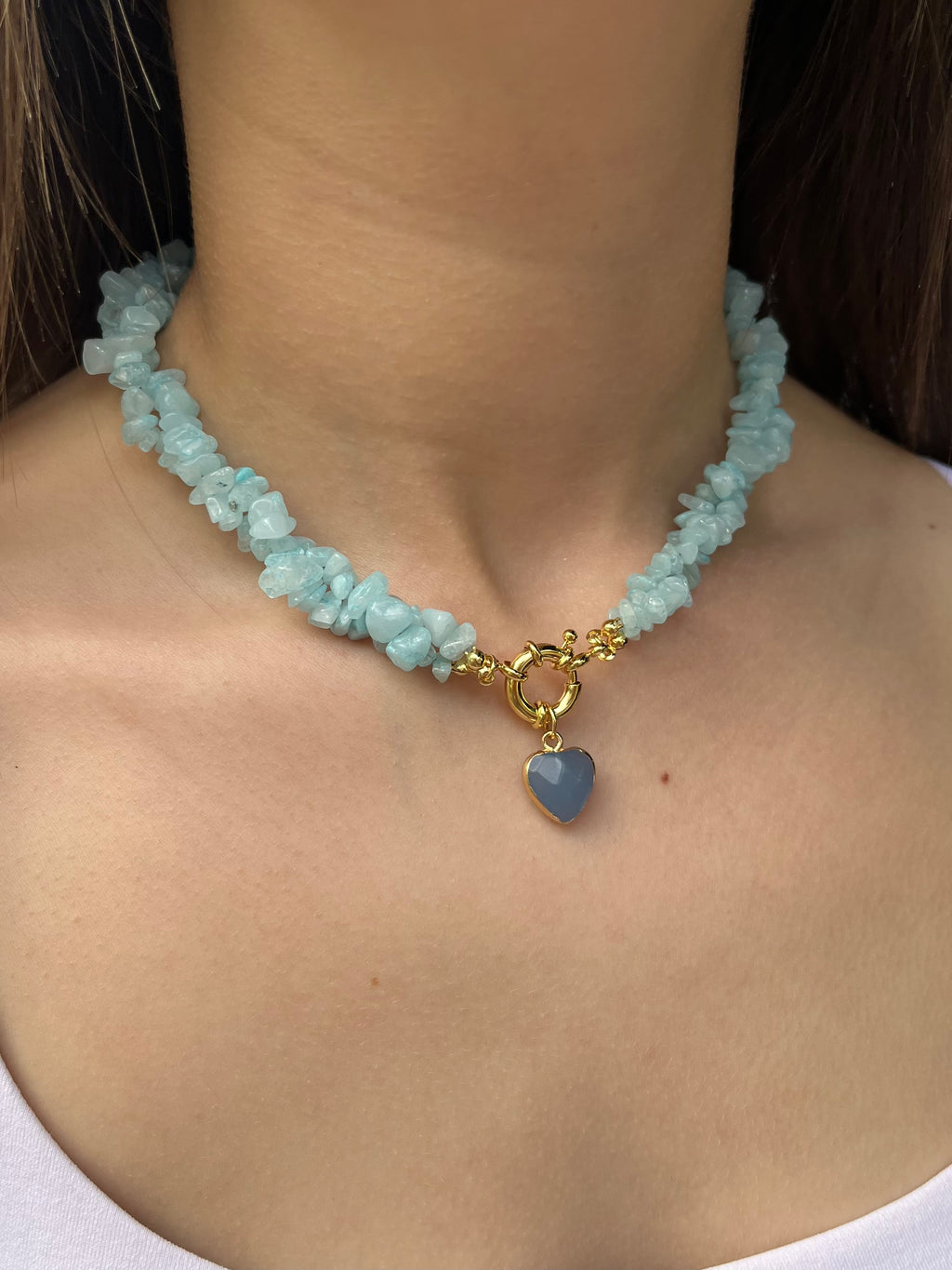 Natural Jade Necklace with Jade heart pendant