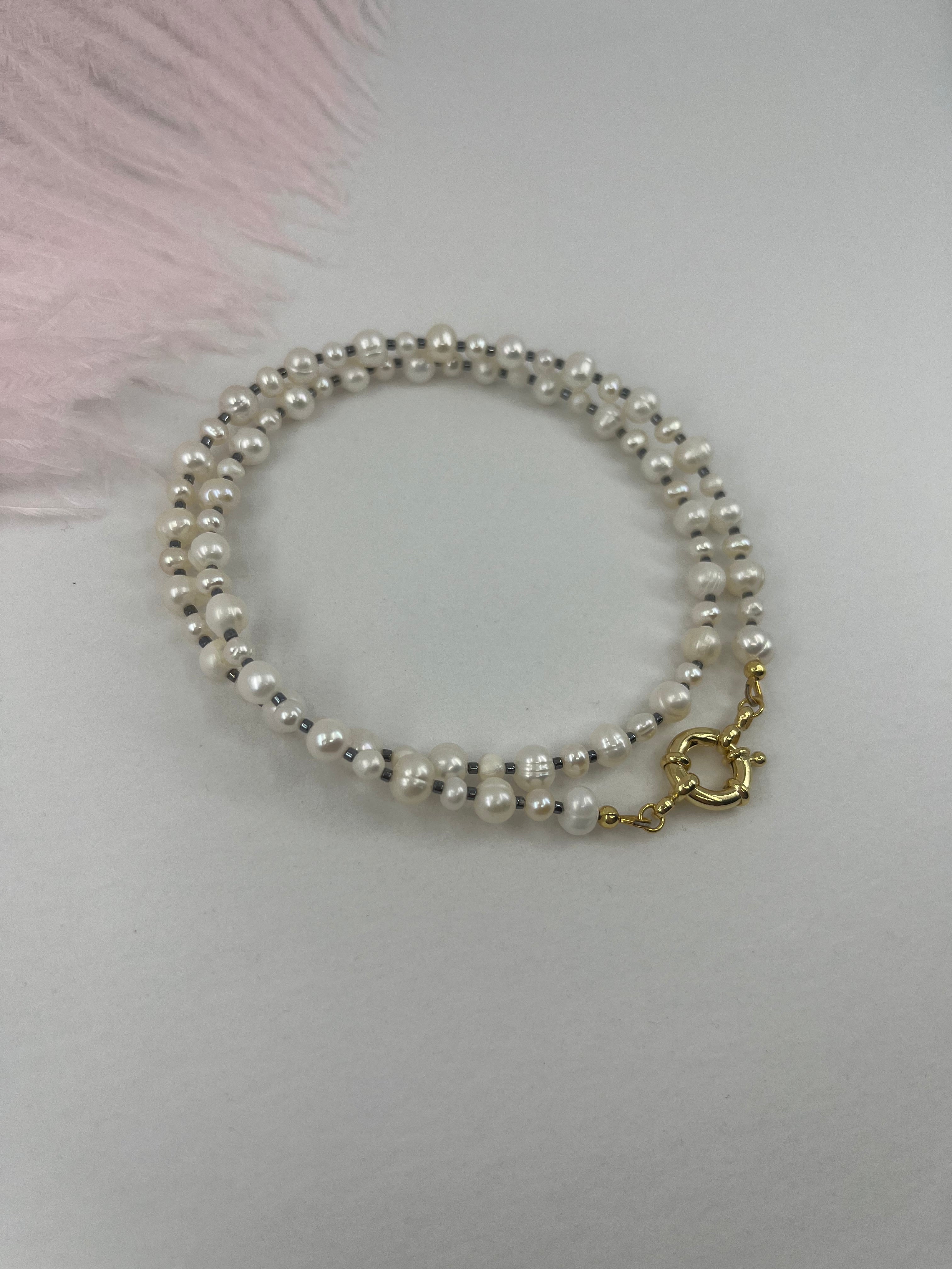 Unisex Freshwater Pearl Necklace – 24k Gold Plated Clasp