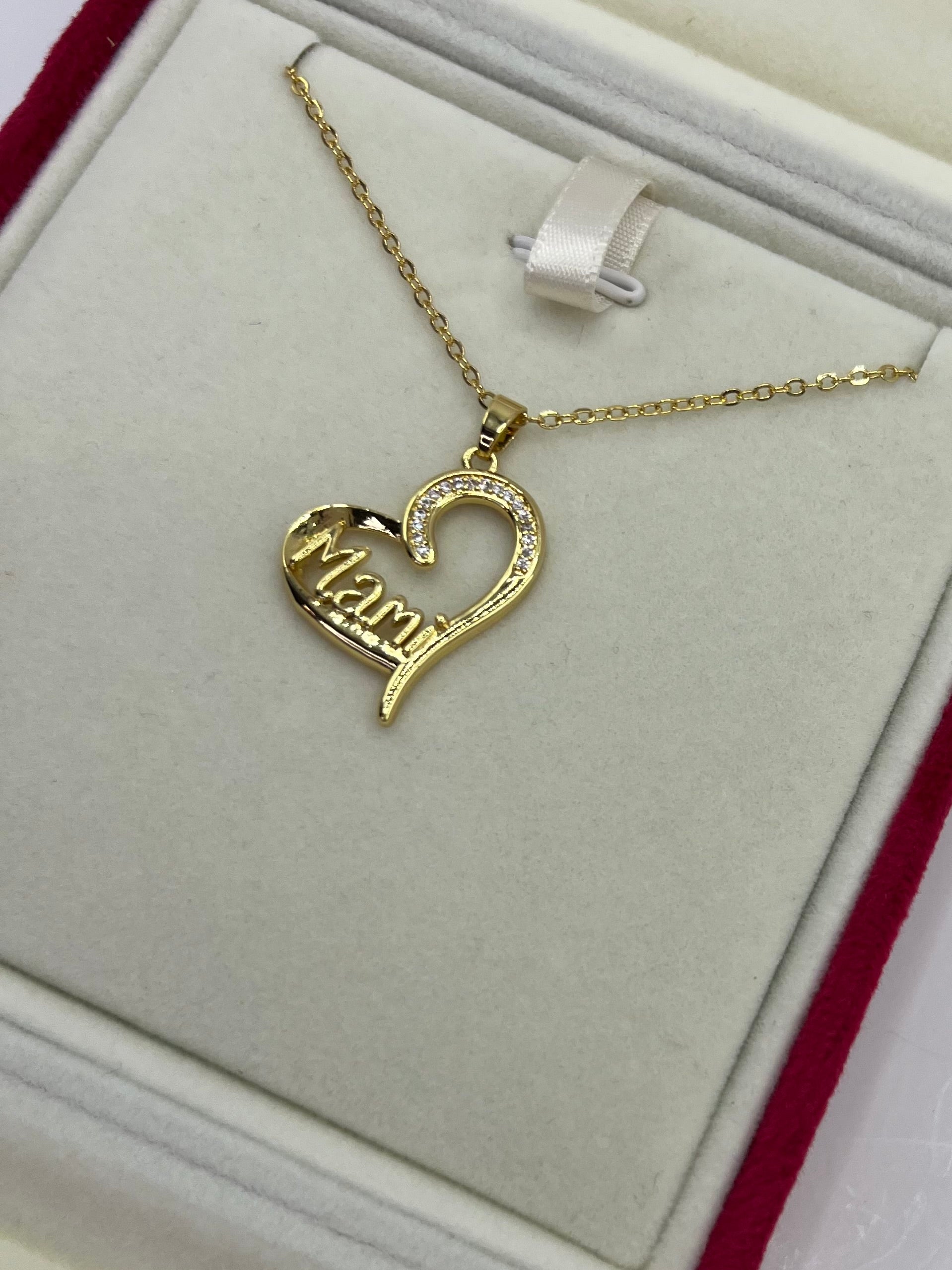 Mothers Necklace, Heart pendant  Real 18K Gold Plated