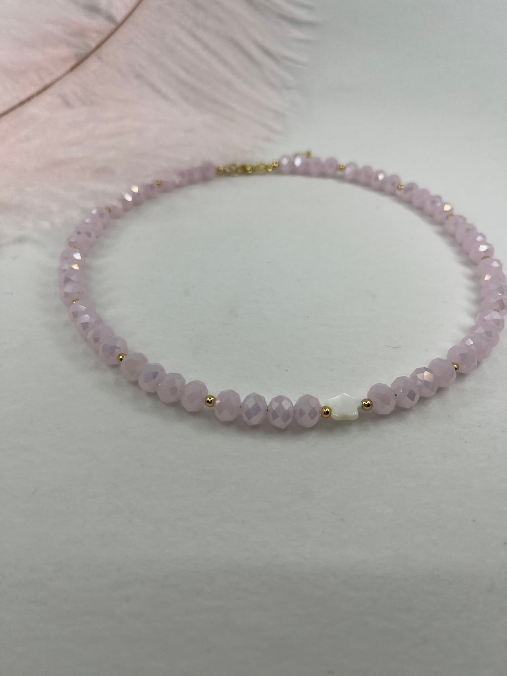 Pink Crystal Choker Necklace – 18K Gold Plated clasp