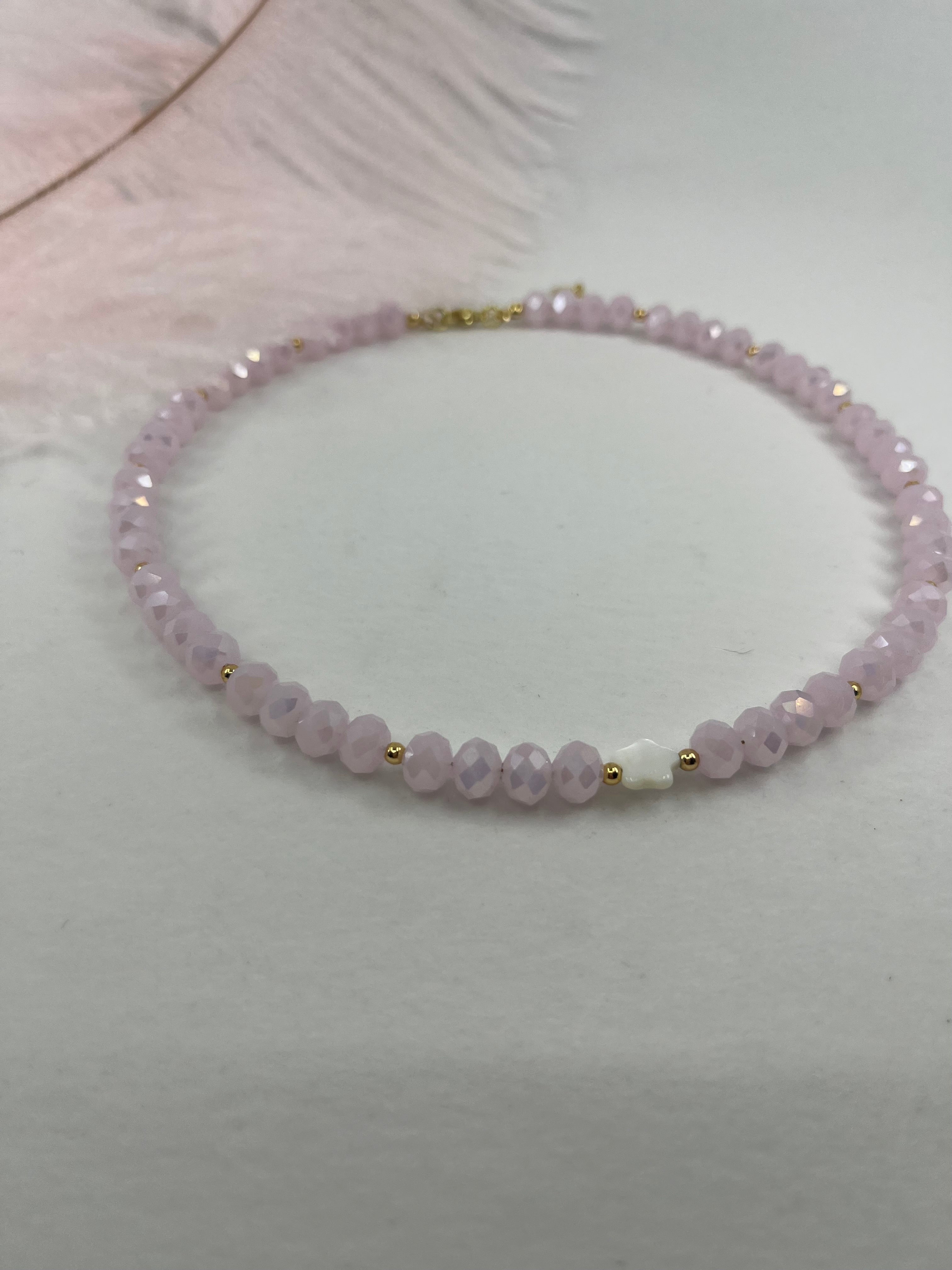 Pink Crystal Choker Necklace – 18K Gold Plated clasp