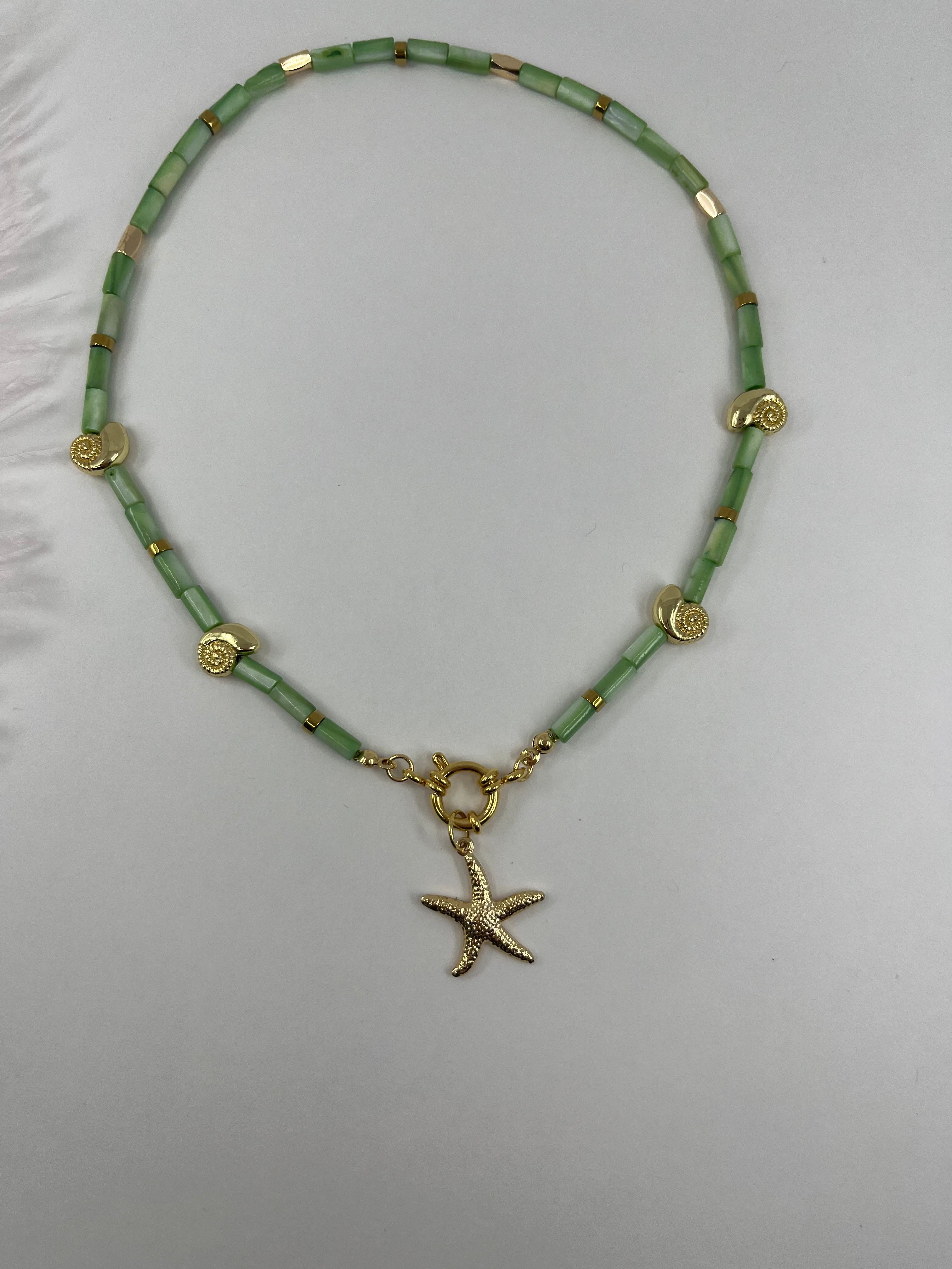 Natural Shell Necklace with Conch/Star/Fish Charm, 18K Gold Plated