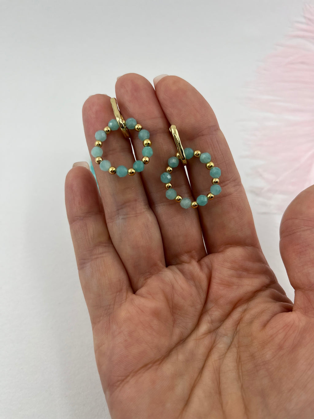 Set: Natural Amazonite Y-Necklace & Earrings