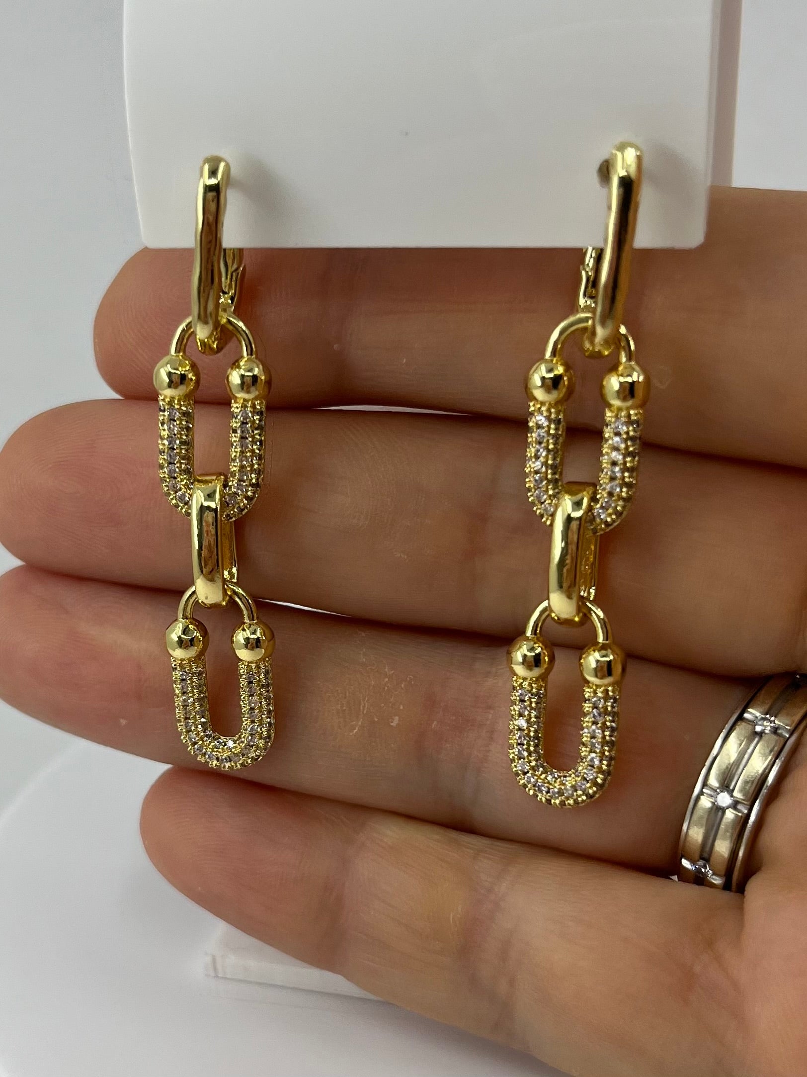 18K Gold Plated Paperclip Chain Drop Earrings