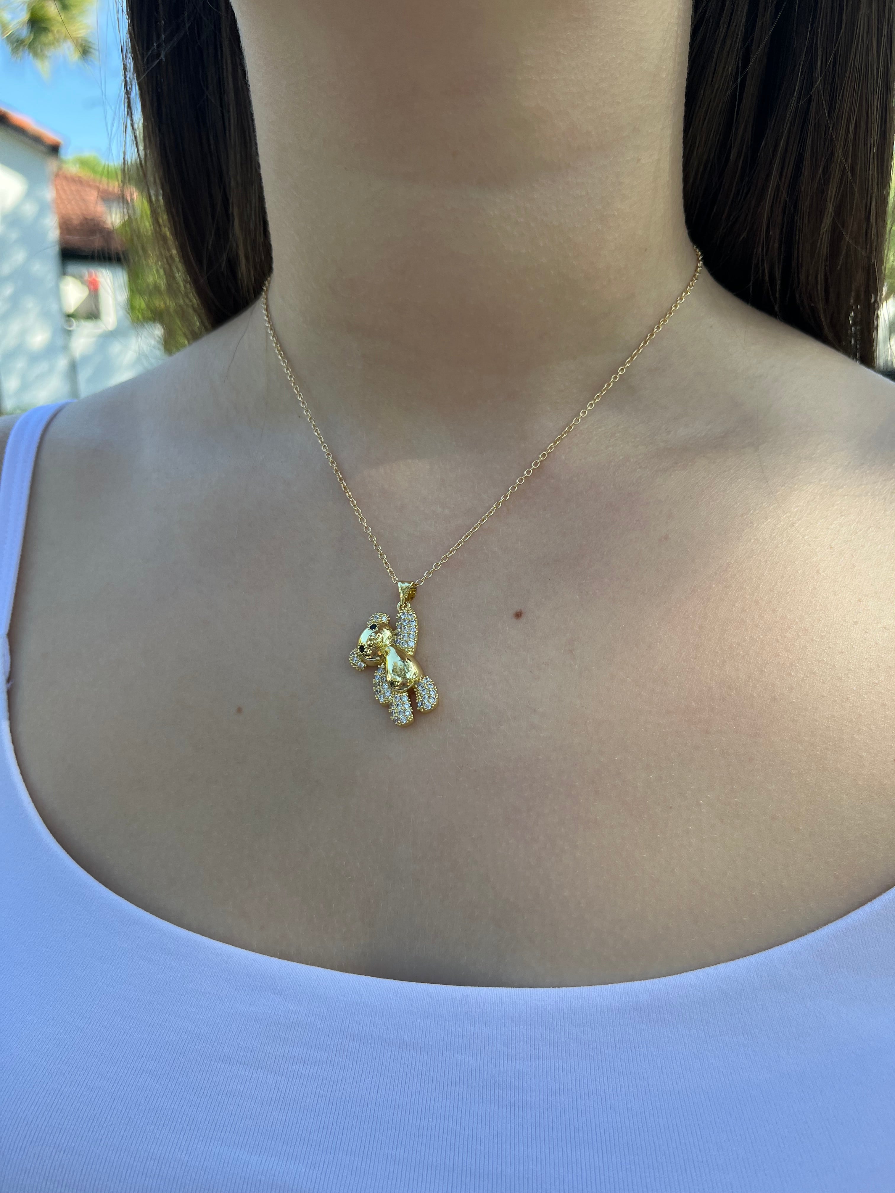 Teddy Bear Necklace, pendant  Real 16K Gold Plated