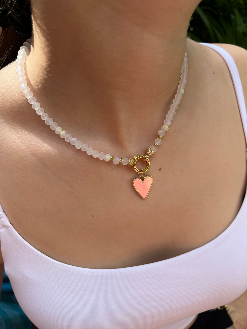 Gift Box: Beaded Jewelry Set with Heart Pendants & 18K Gold Plated Details