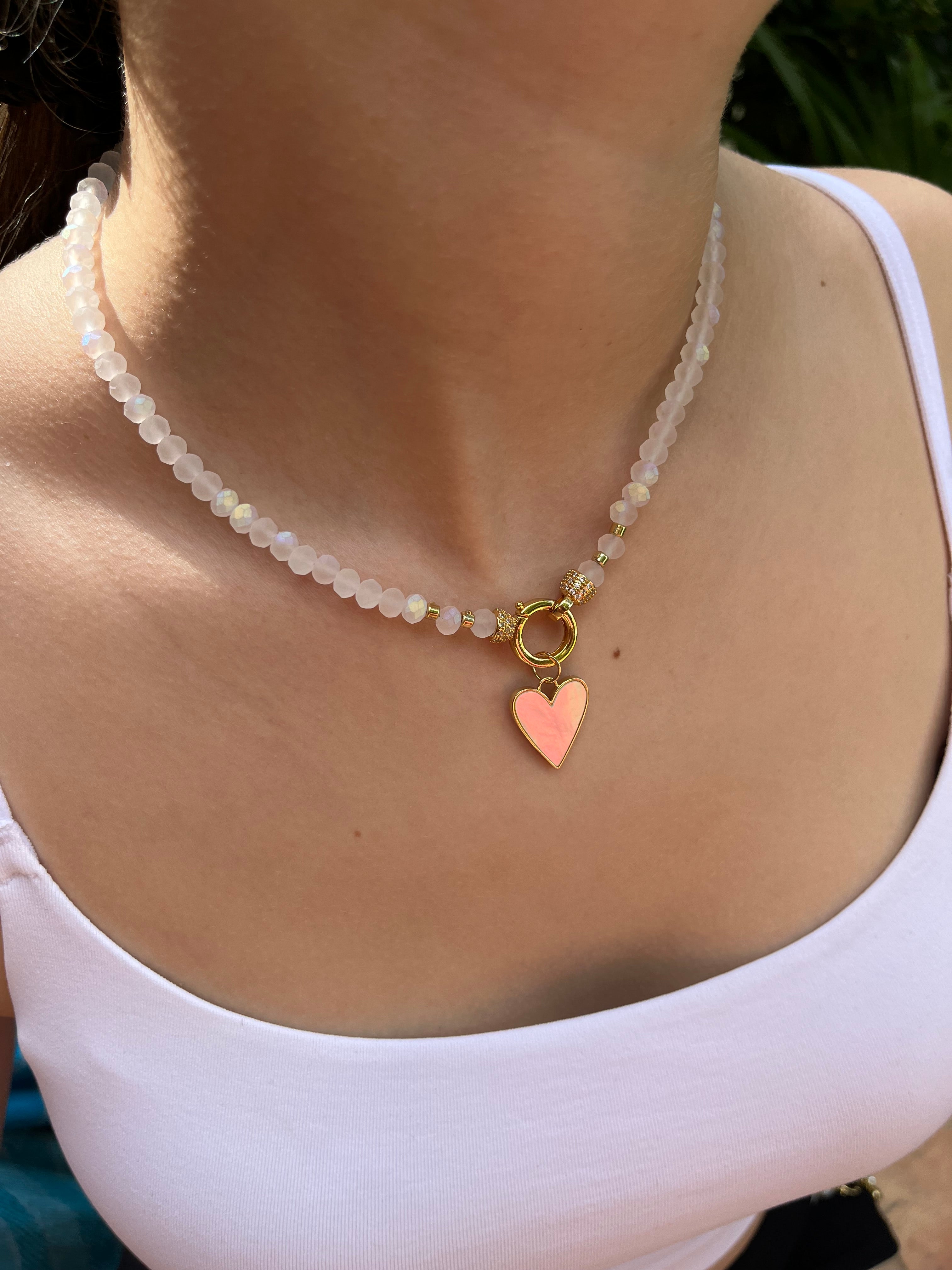 Gift Box: Beaded Jewelry Set with Heart Pendants & 18K Gold Plated Details
