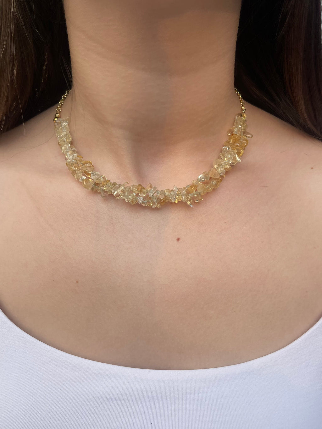 Natural Citrine Necklace, 18k gold plated