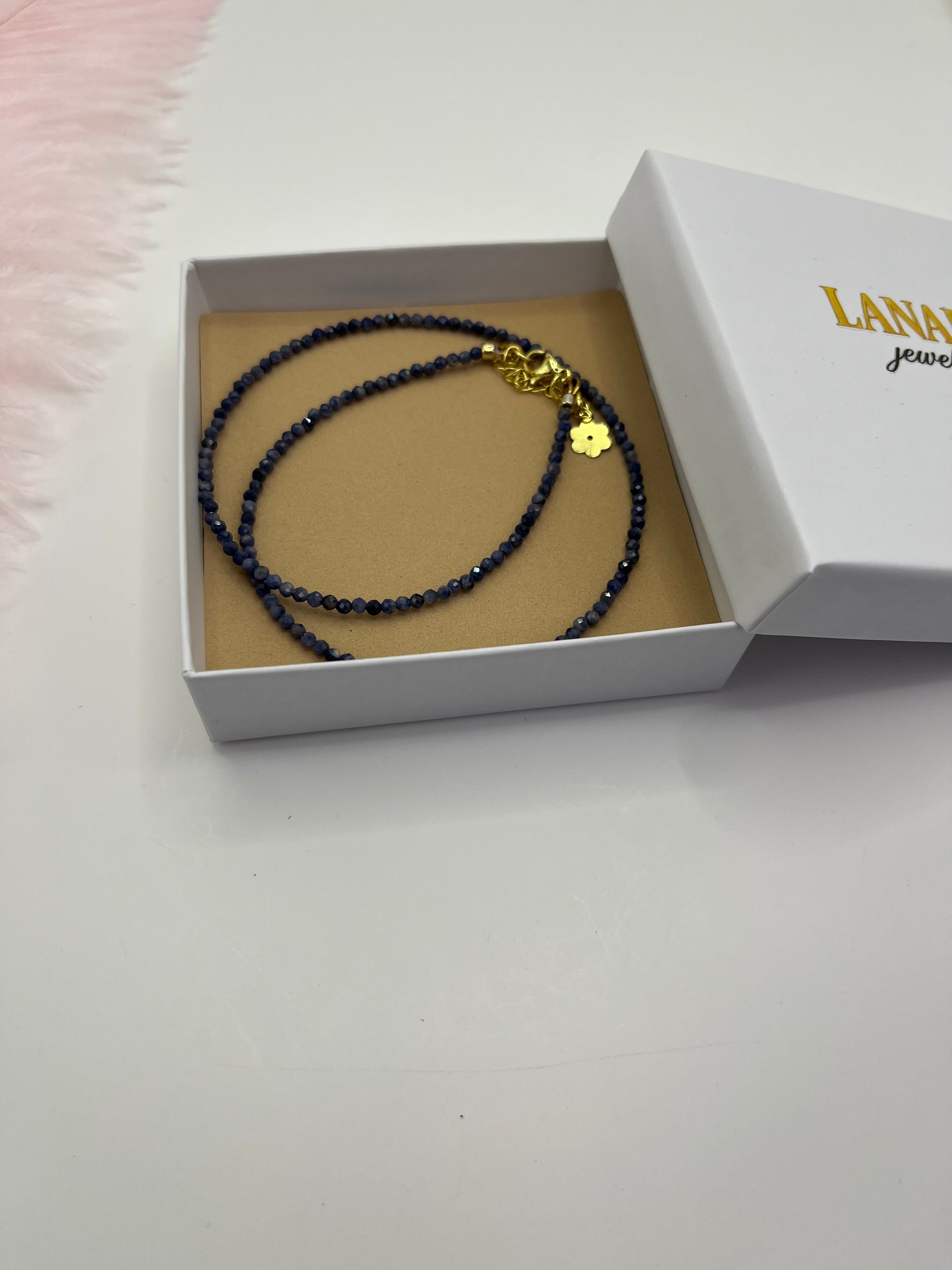 Sapphire Necklace: 18K Gold Plated clasp