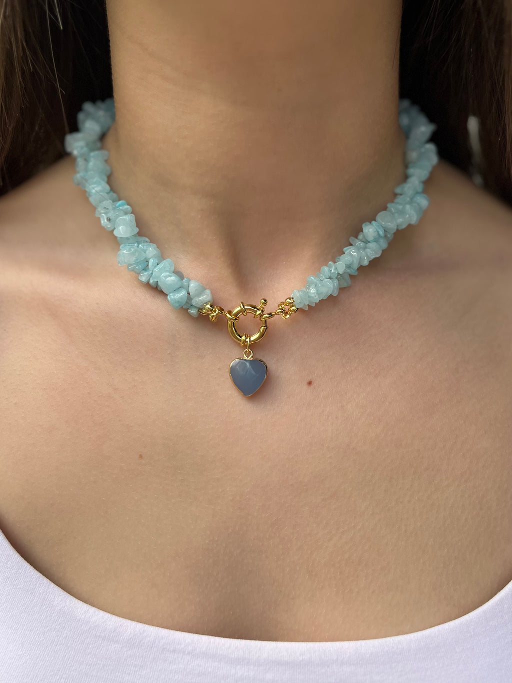 Natural Jade Necklace with Jade heart pendant