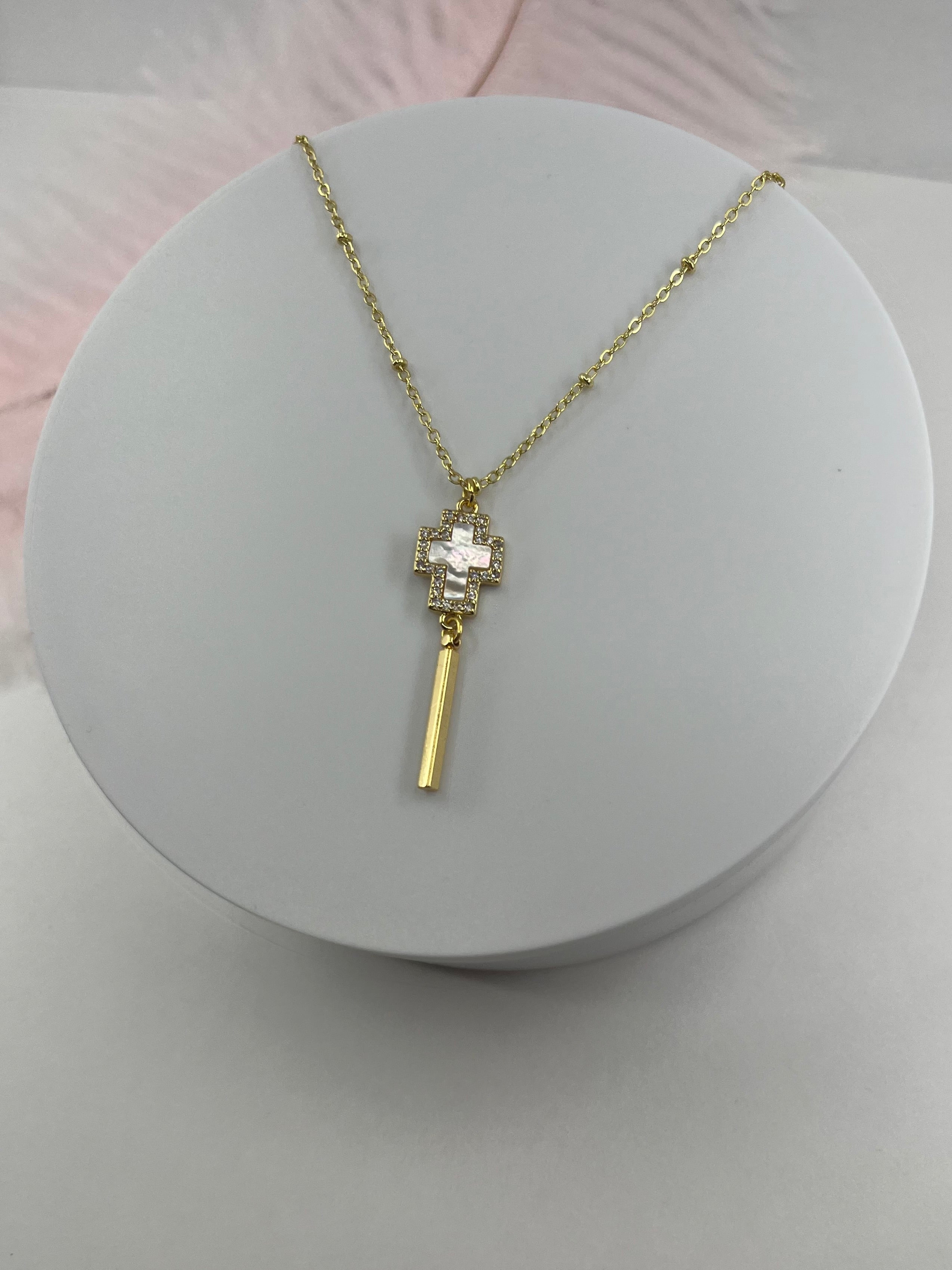Cross Necklace, Real 18K Gold Plated
