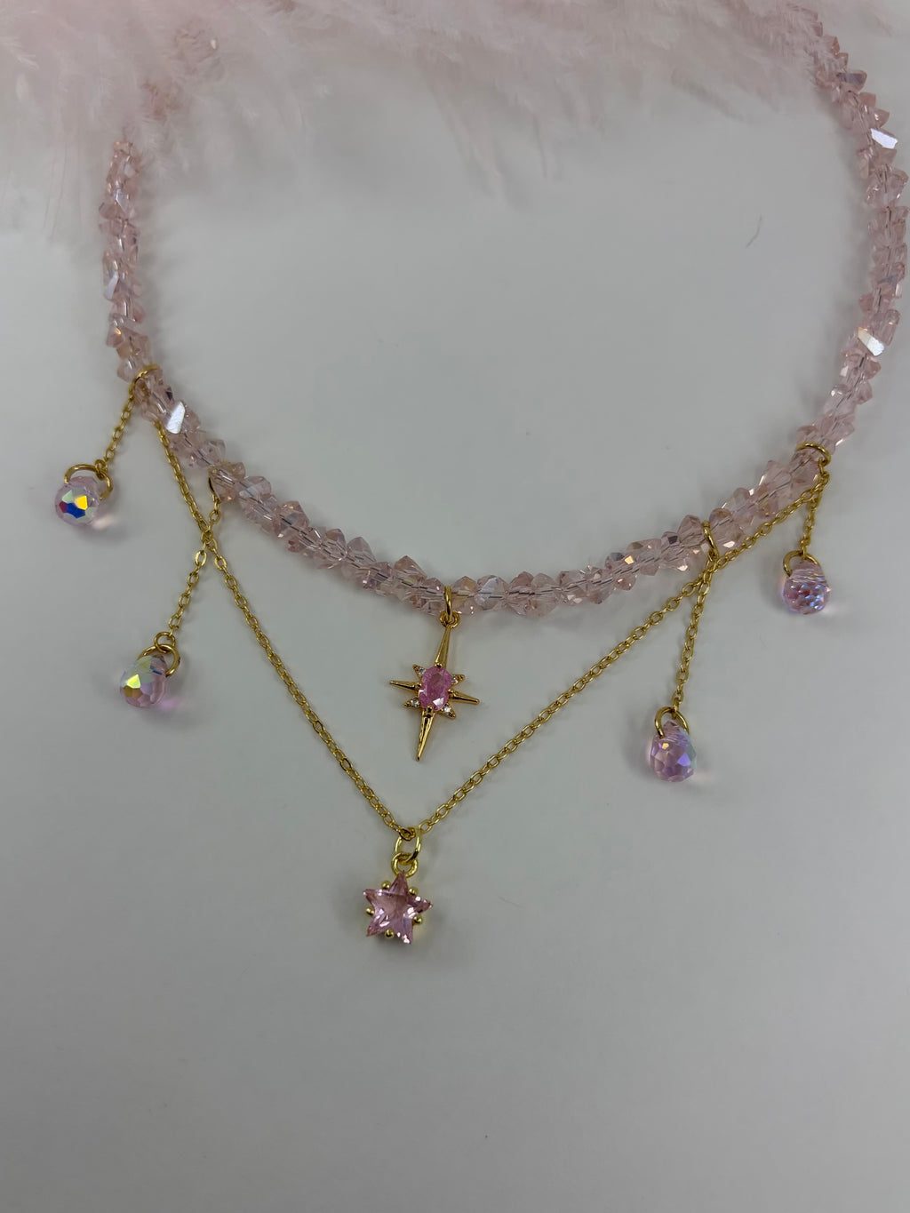 Handmade Crystal Star Necklace, 18K Gold Plated