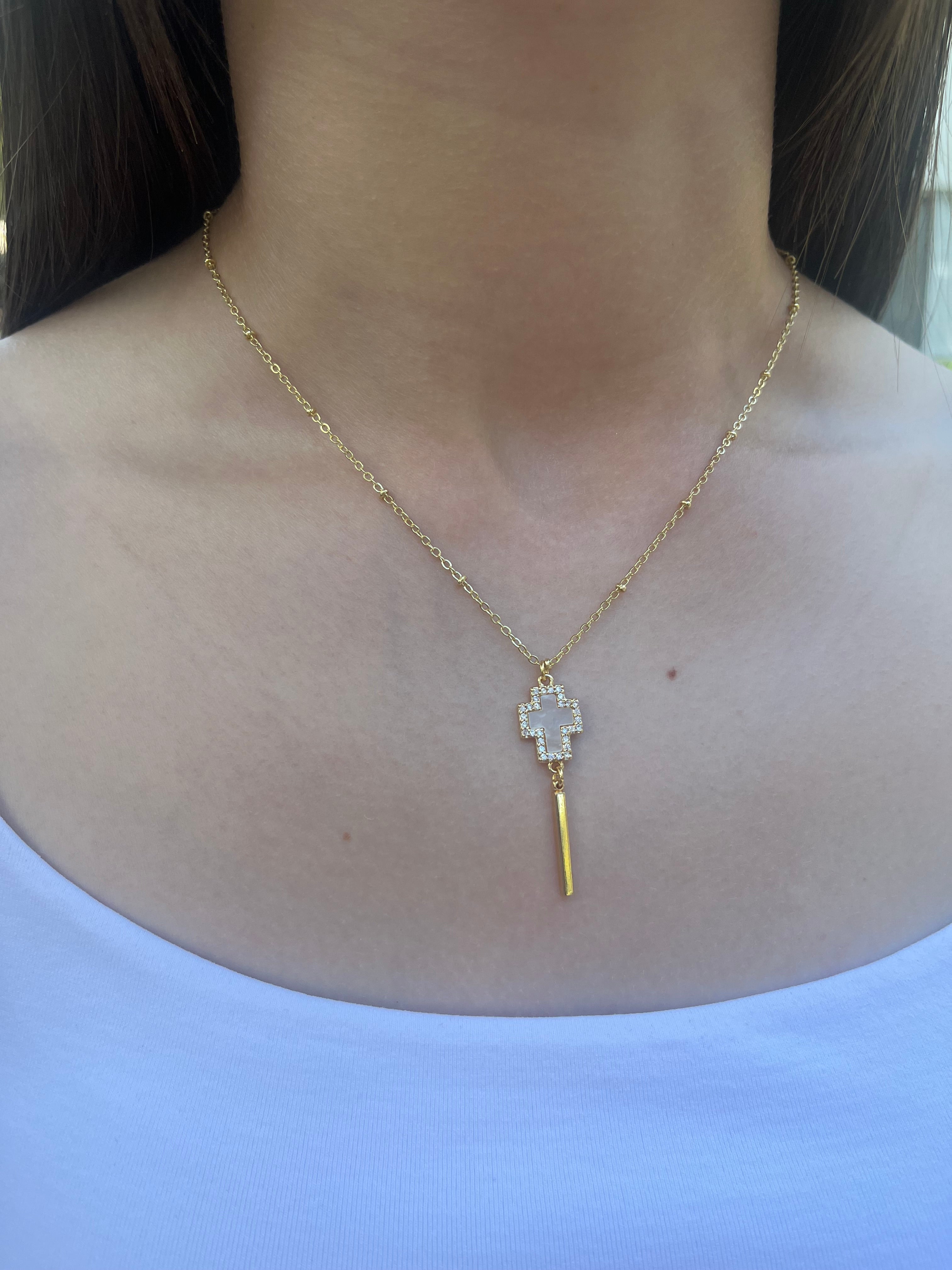 Cross Necklace, Real 18K Gold Plated