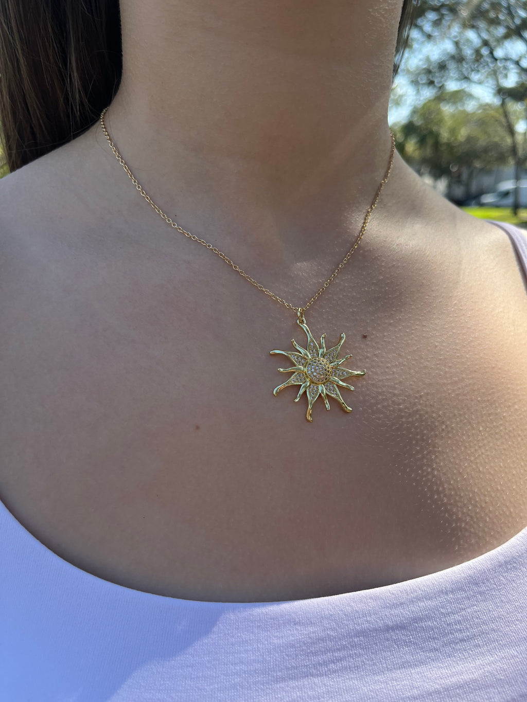 Sun Necklace, Real 18K Gold Plated