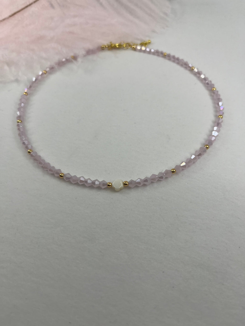 Pink Crystal Choker Necklace – 18K Gold Plated clasp