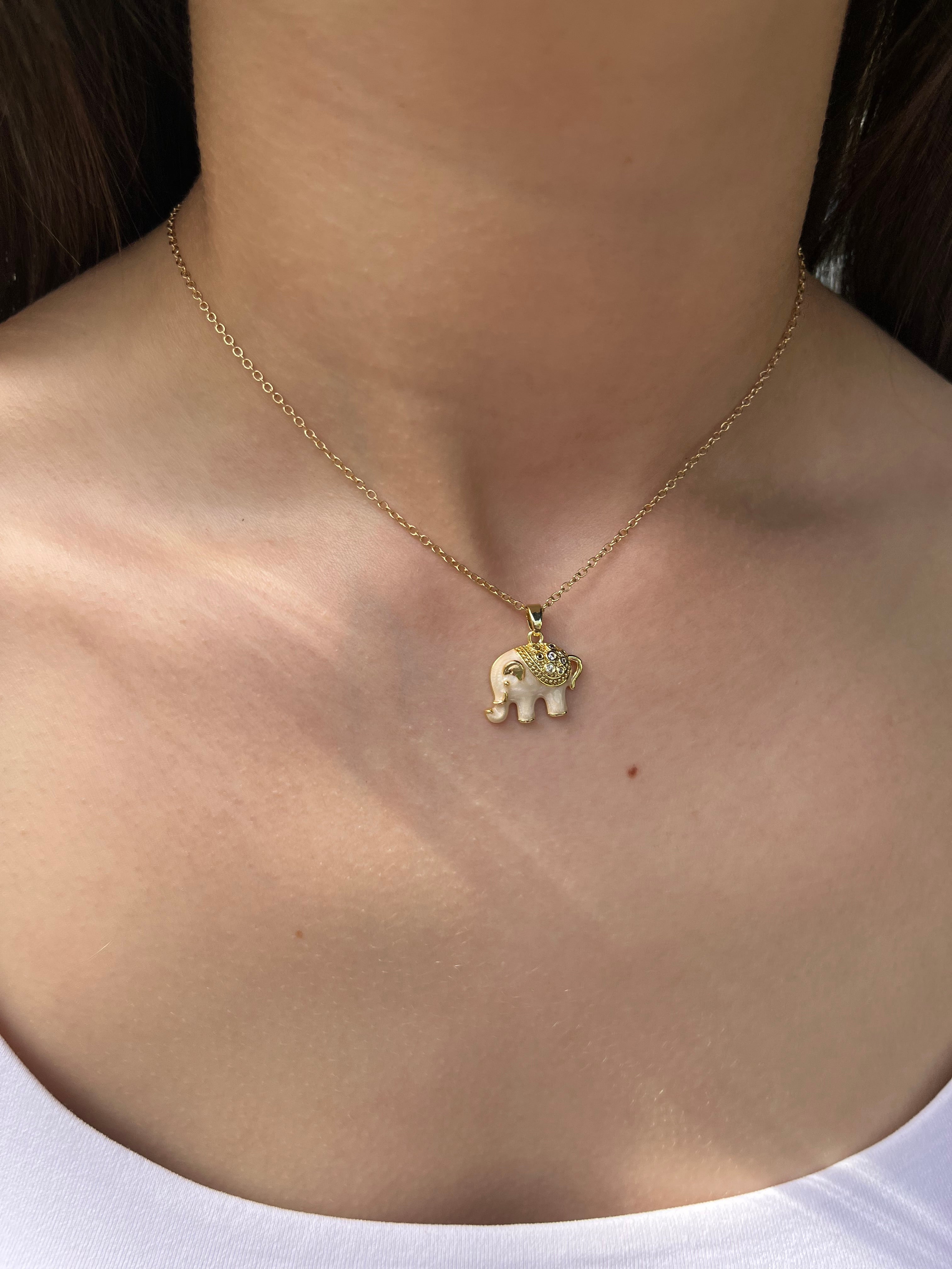 Elephant choker necklace, 18k gold plated