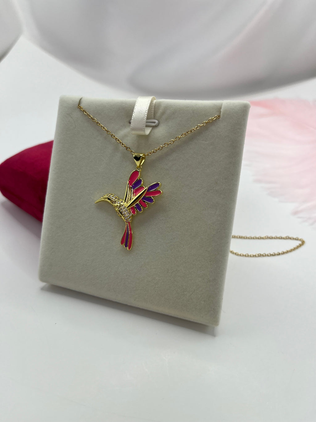 Hummingbird Necklace, Real 18K Gold Plated