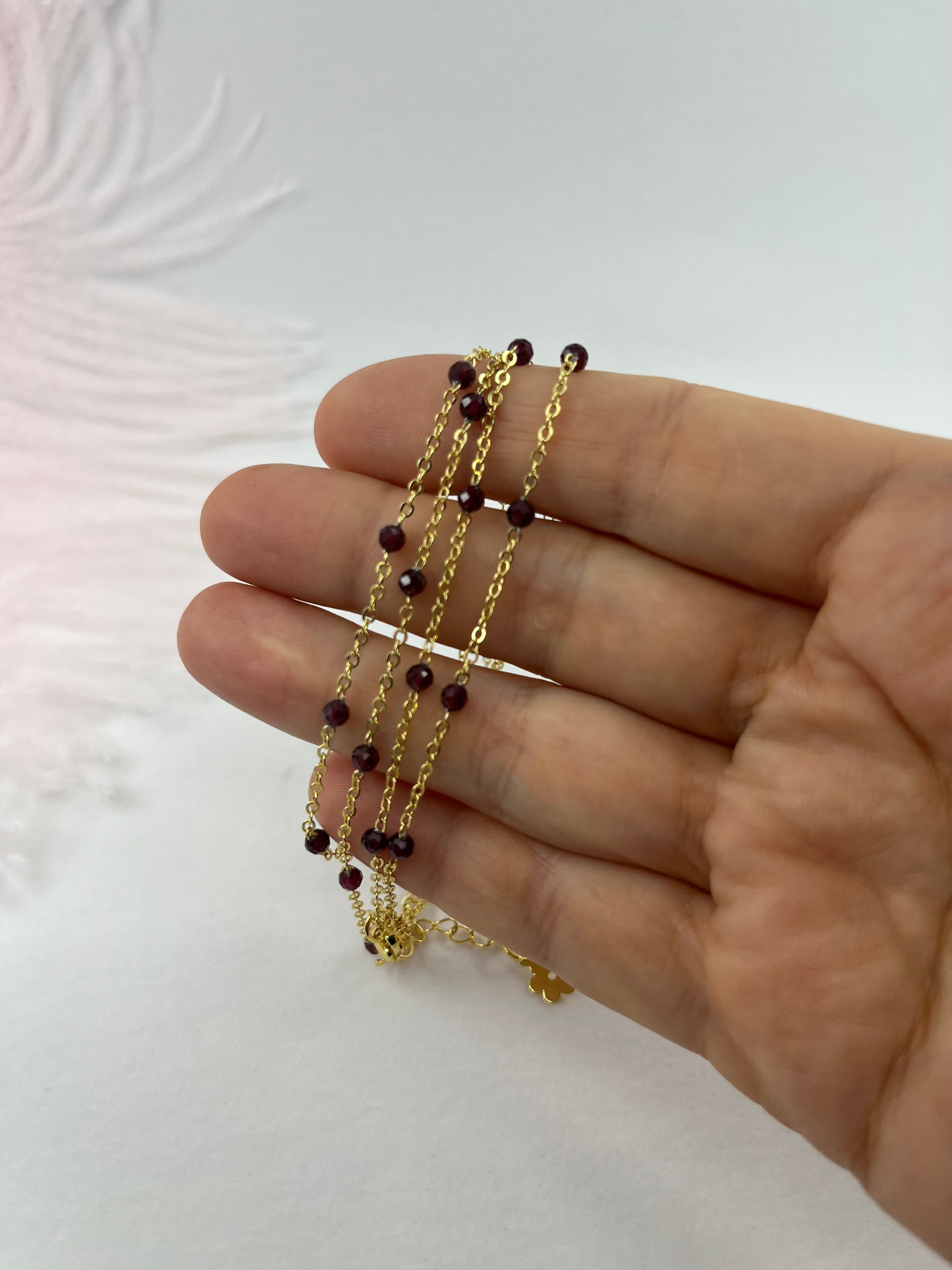 Lariat Garnet necklace , 18K gold plated