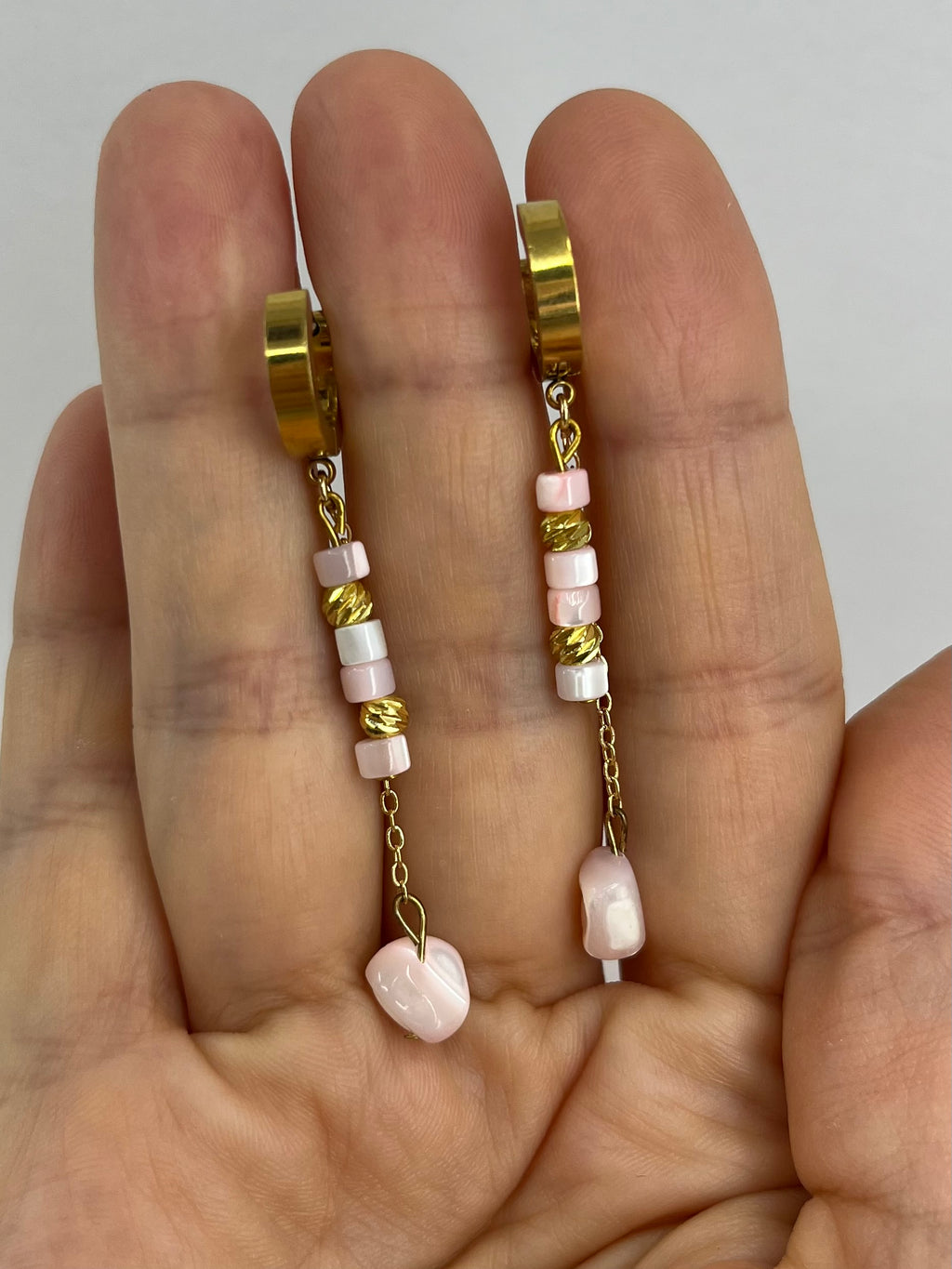 Long Natural Shell Drop Earrings