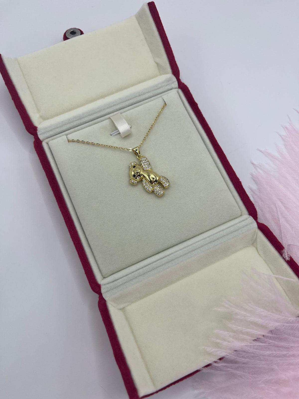 Teddy Bear Necklace, pendant  Real 16K Gold Plated