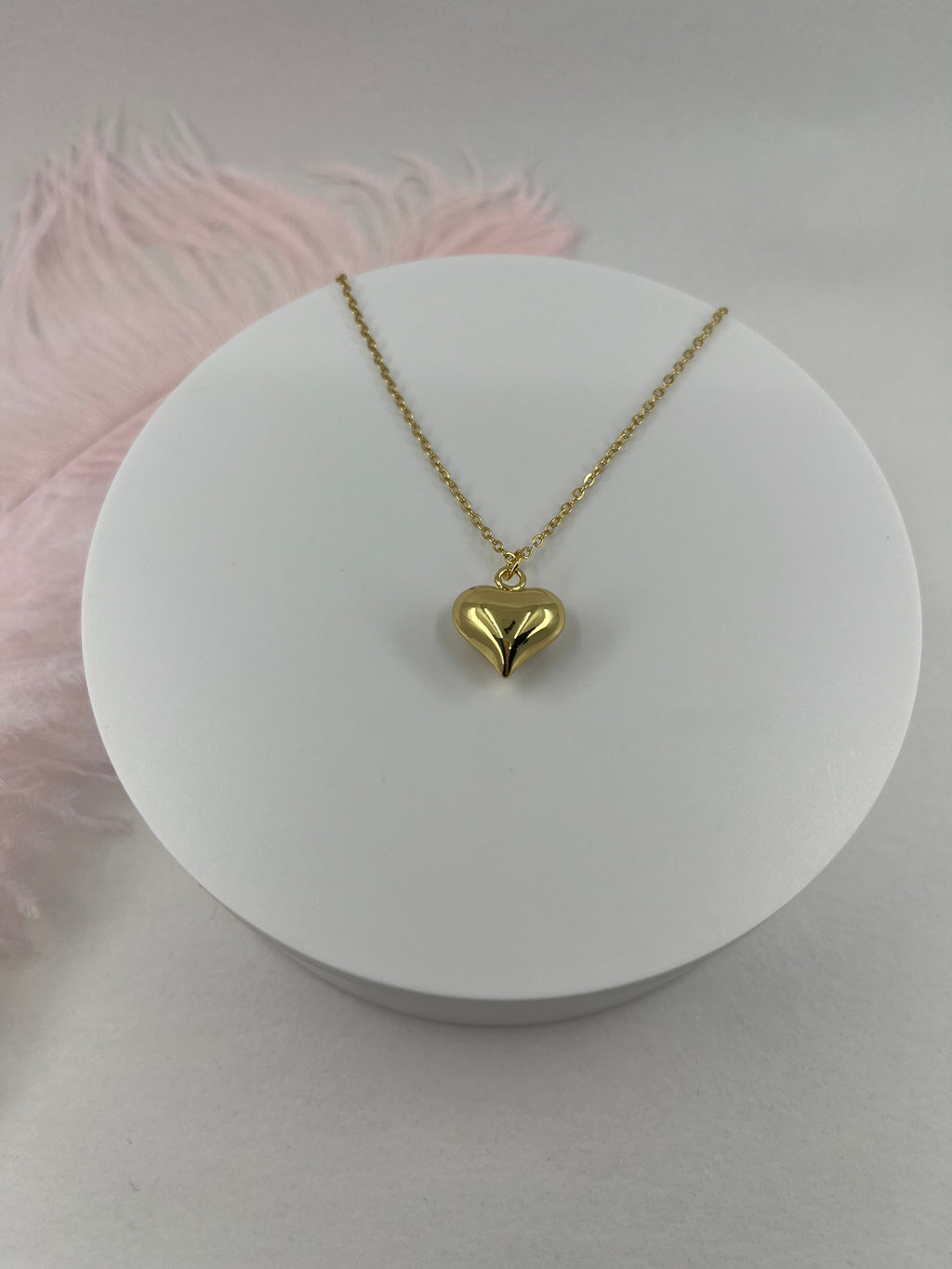 Gold Heart Necklace, Real 18K Gold Plated
