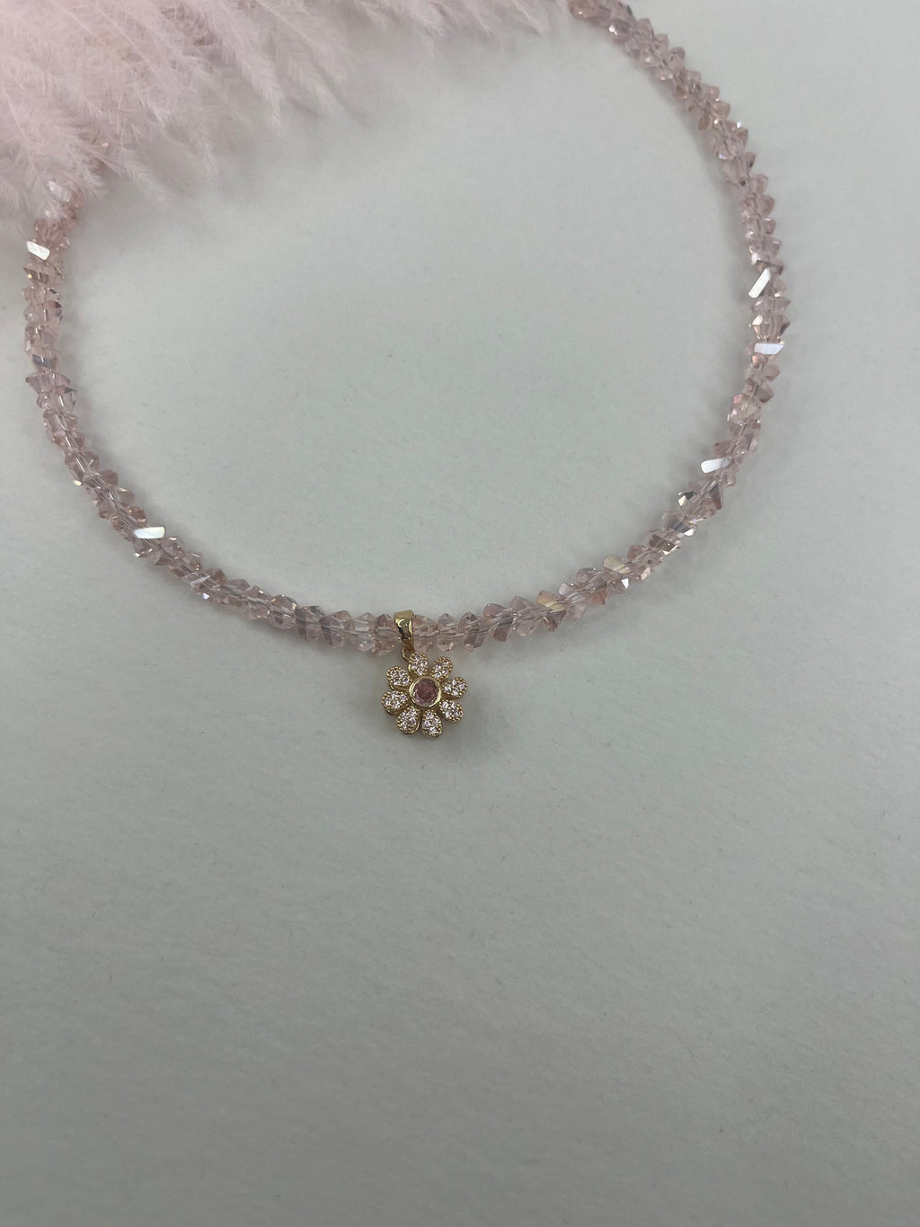 Flower Spinner Crystal Necklace, 18k gold plated