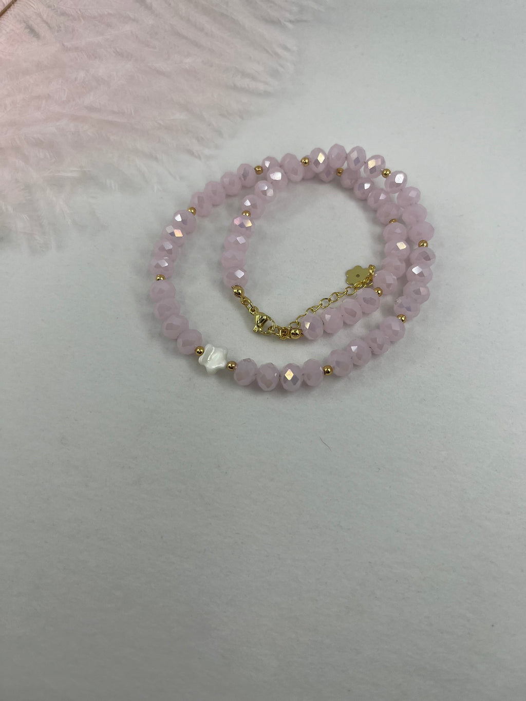 Pink Crystal Choker Necklace – 18K Gold Plated clasp