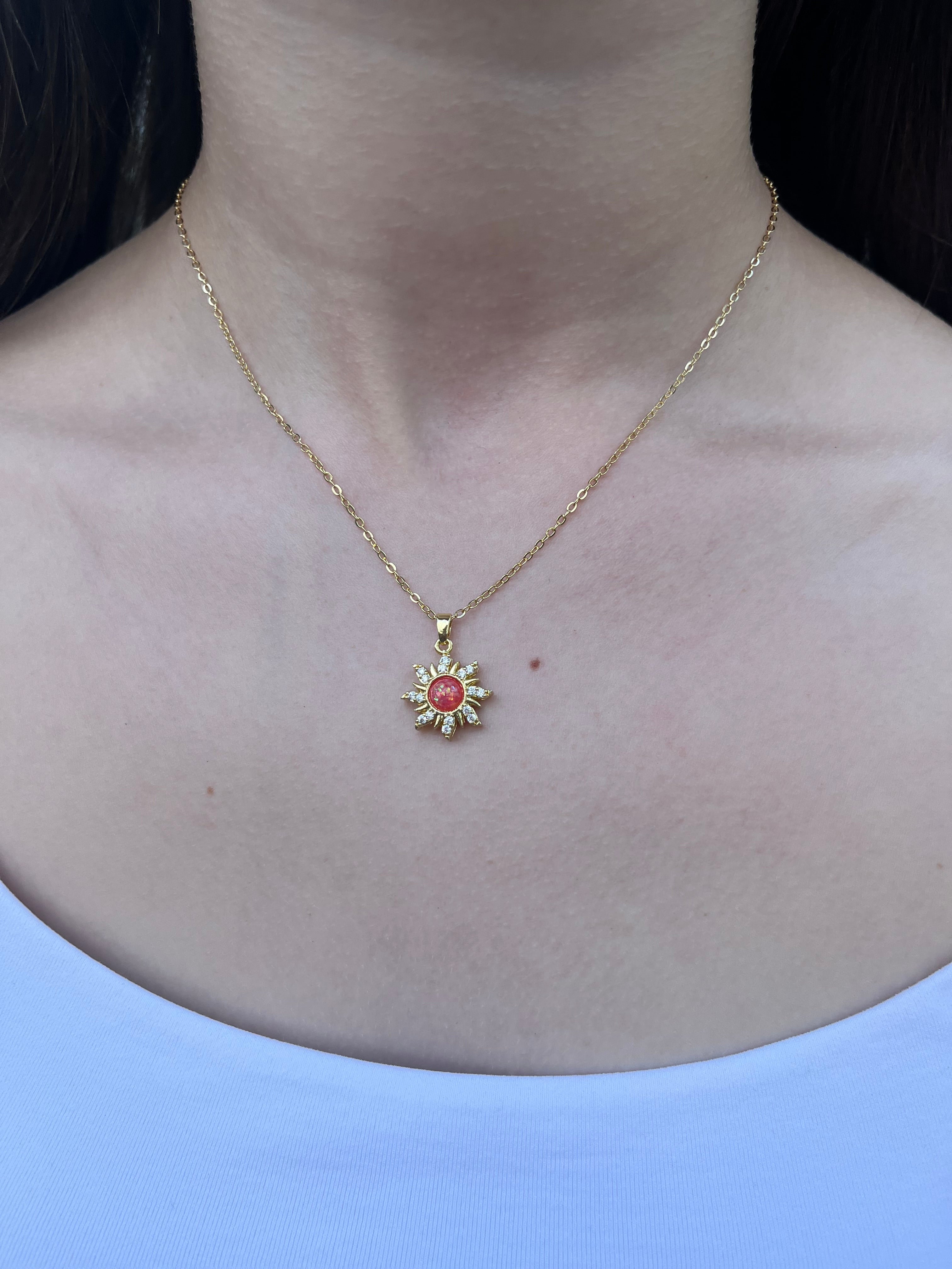 18K Gold Sun Pendant Necklace
