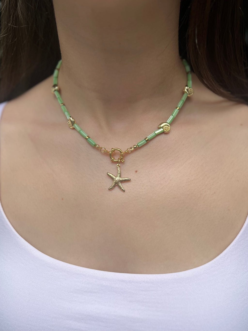 Natural Shell Necklace with Conch/Star/Fish Charm, 18K Gold Plated
