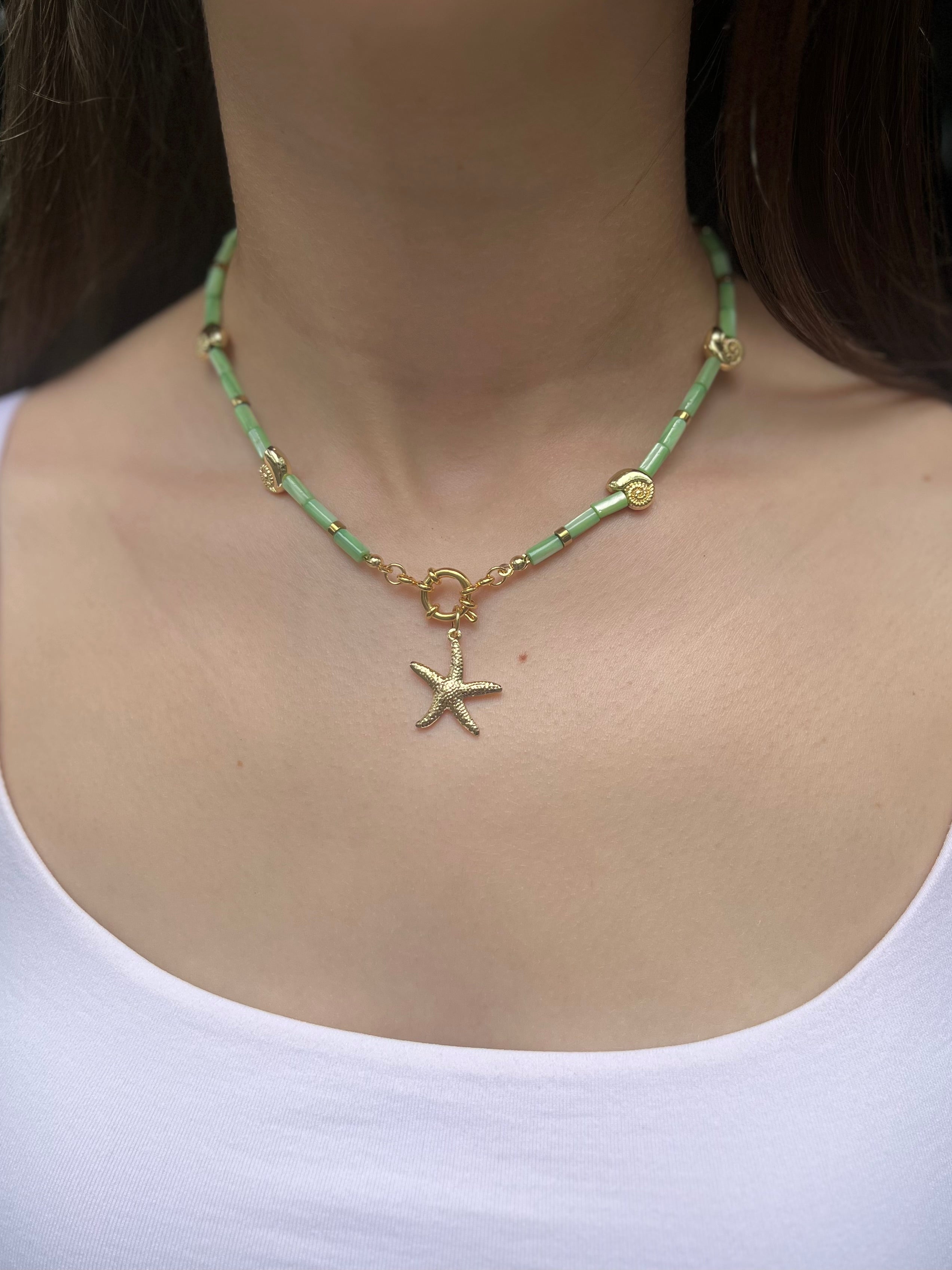 Natural Shell Necklace with Conch/Star/Fish Charm, 18K Gold Plated