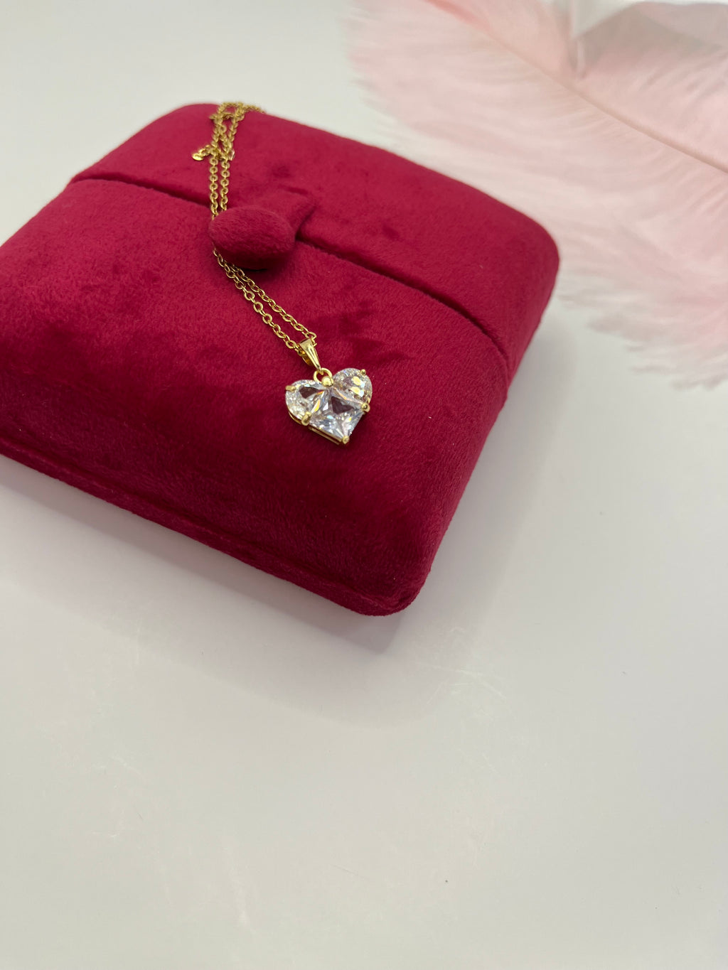 Heart Zirconia Necklace, Real 18K Gold Plated