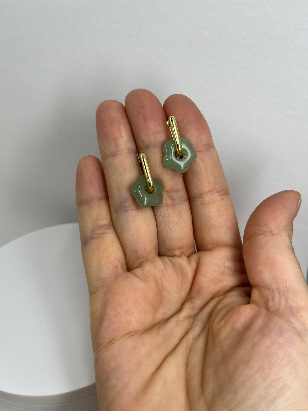 Aventurine flower Earrings and Necklace, 18K Gold Plated
