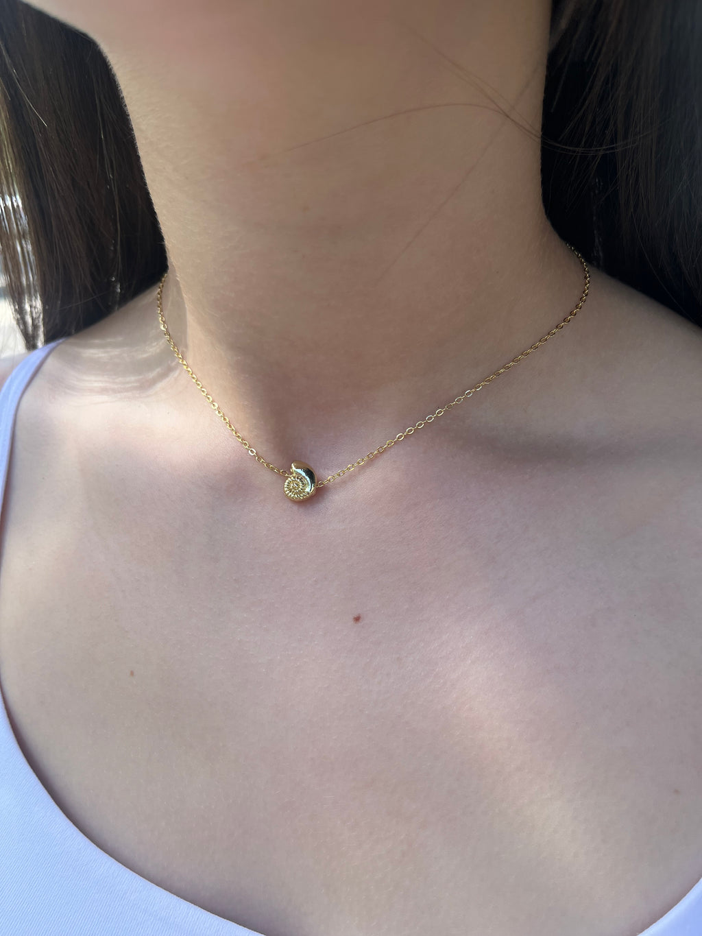 Necklace with 14K Gold shell pendant
