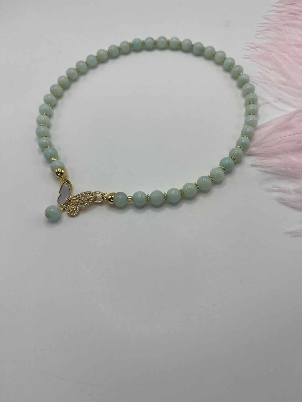 Natural Malaysia Jade Necklace with 18K Gold Butterfly Clasp