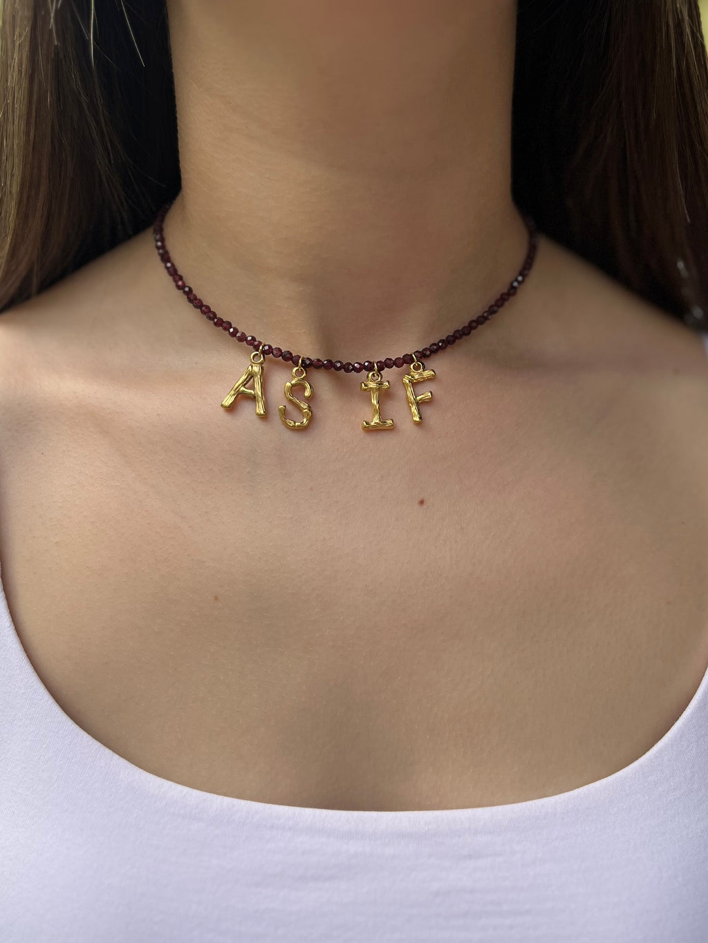 Natural Garnet choker with 18gold pendants AS IF
