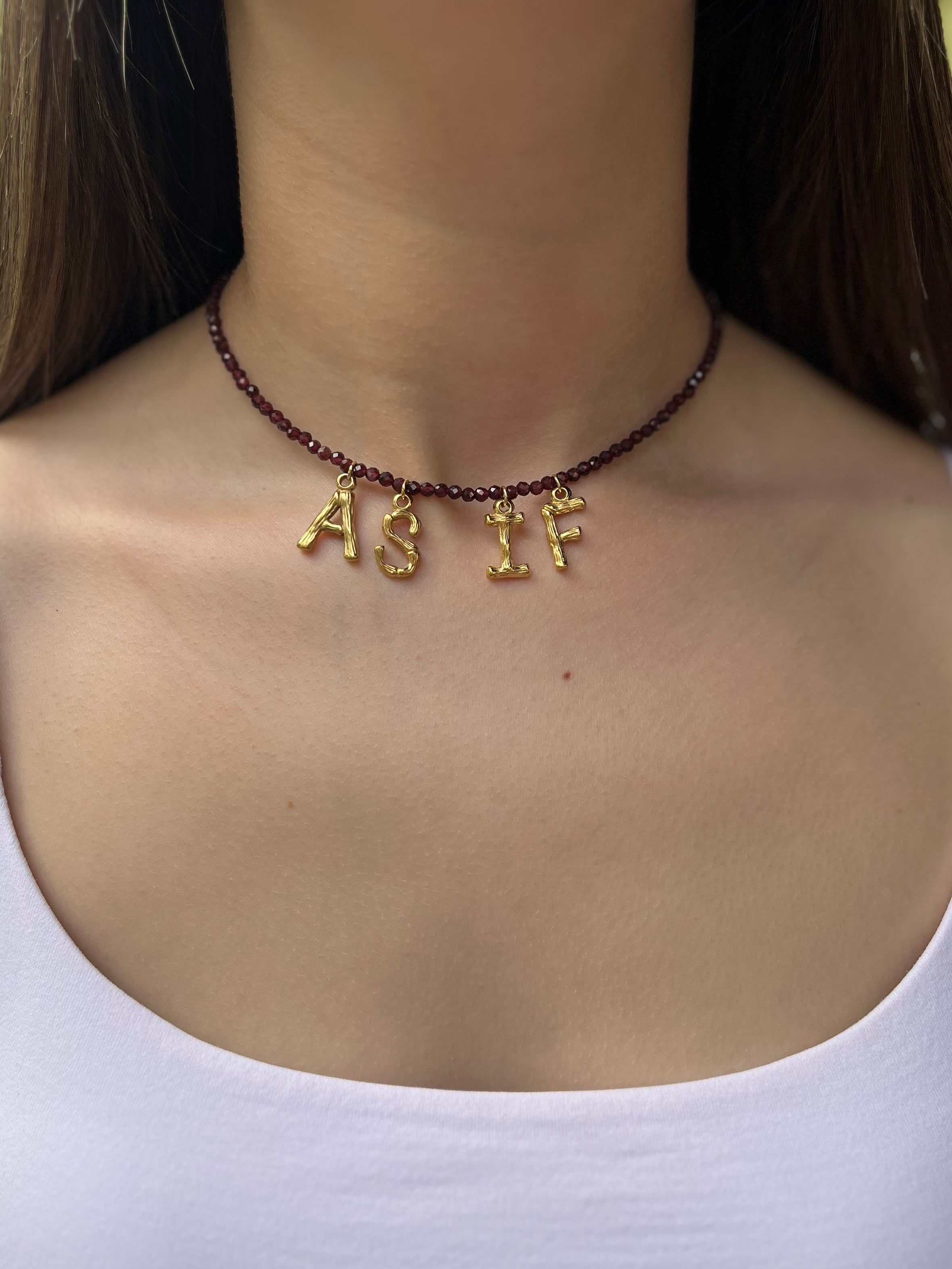 Natural Garnet choker with 18gold pendants AS IF