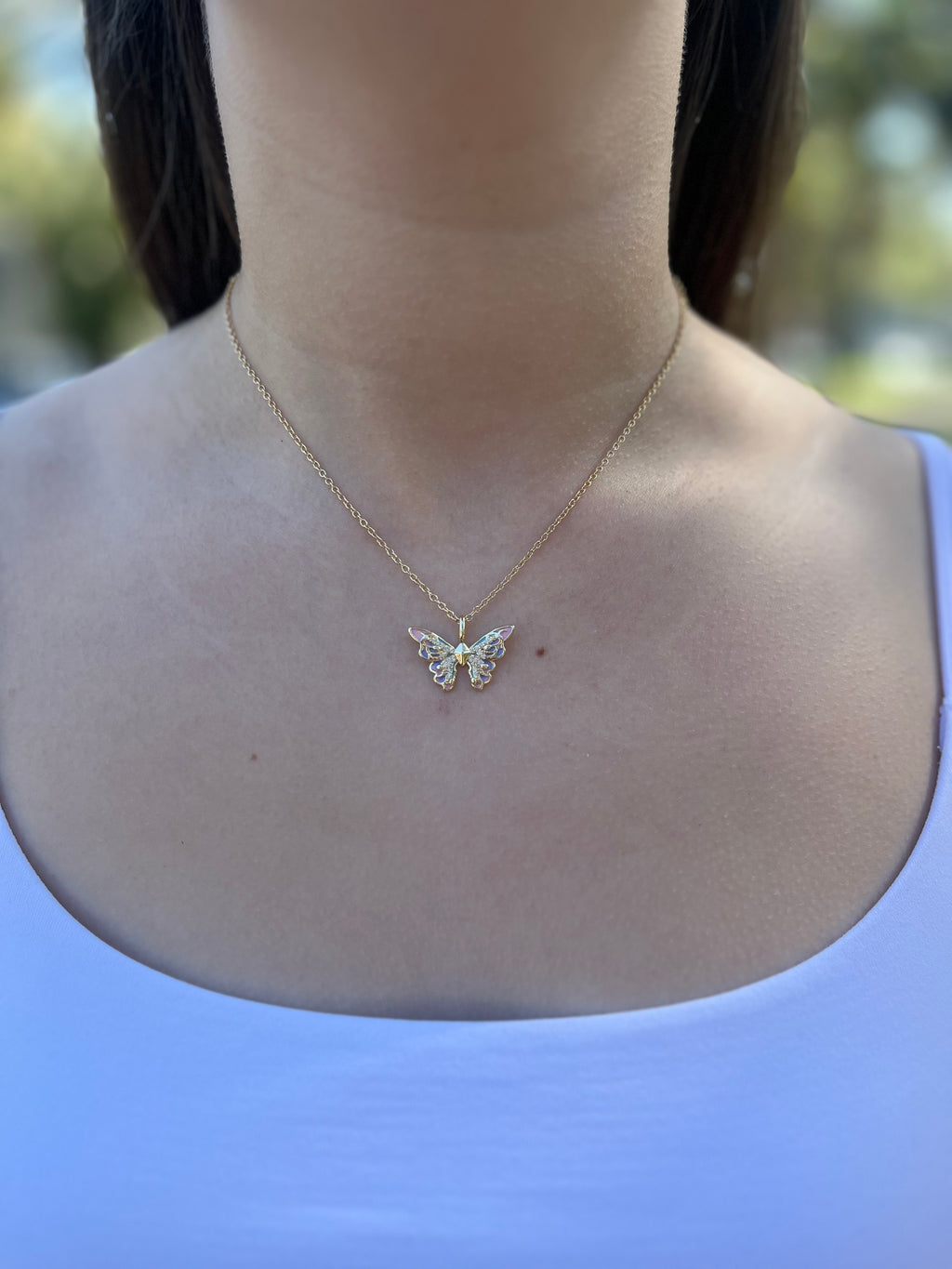Butterfly Necklace, Real 18K Gold Plated