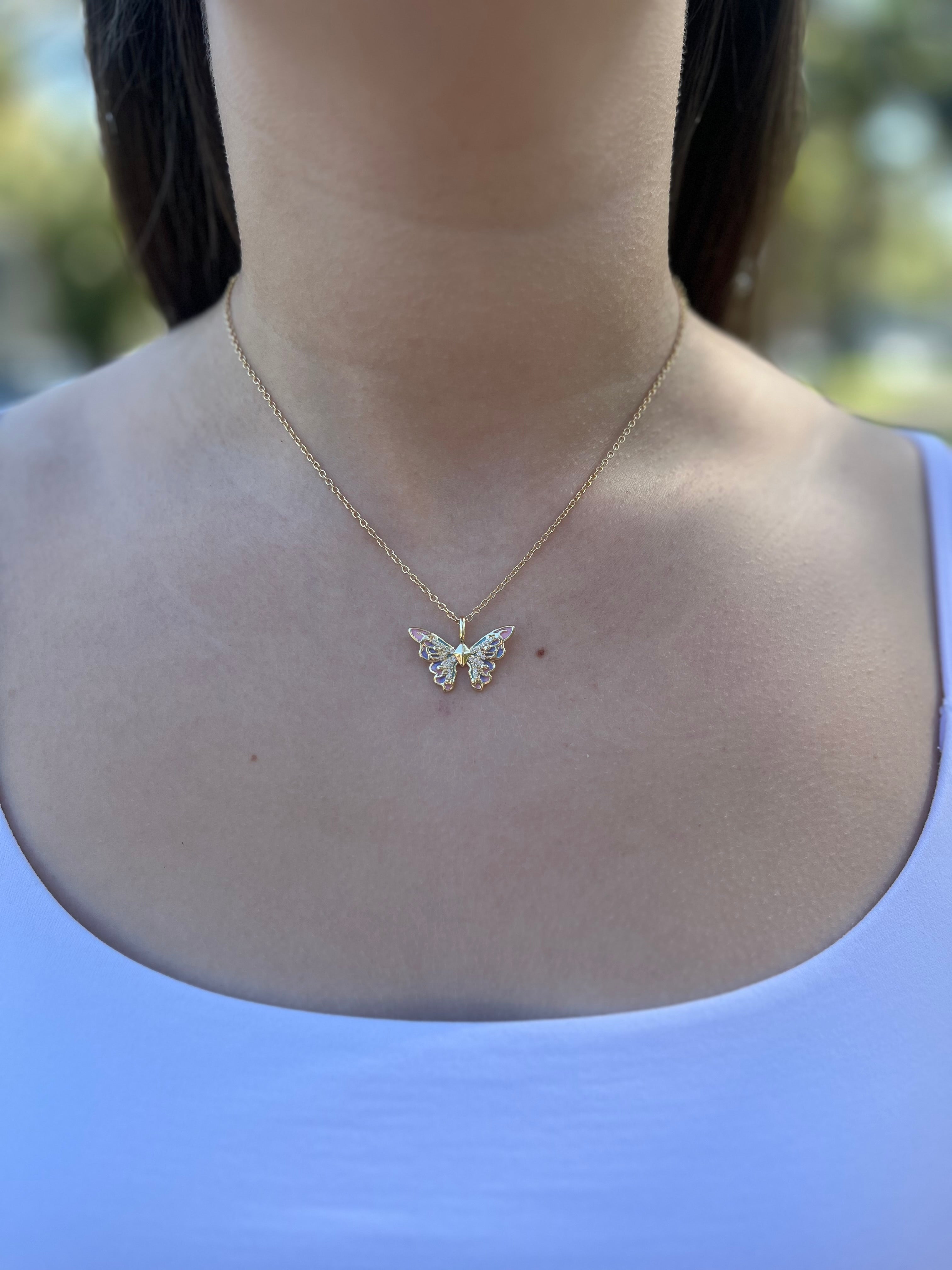 Butterfly Necklace, Real 18K Gold Plated